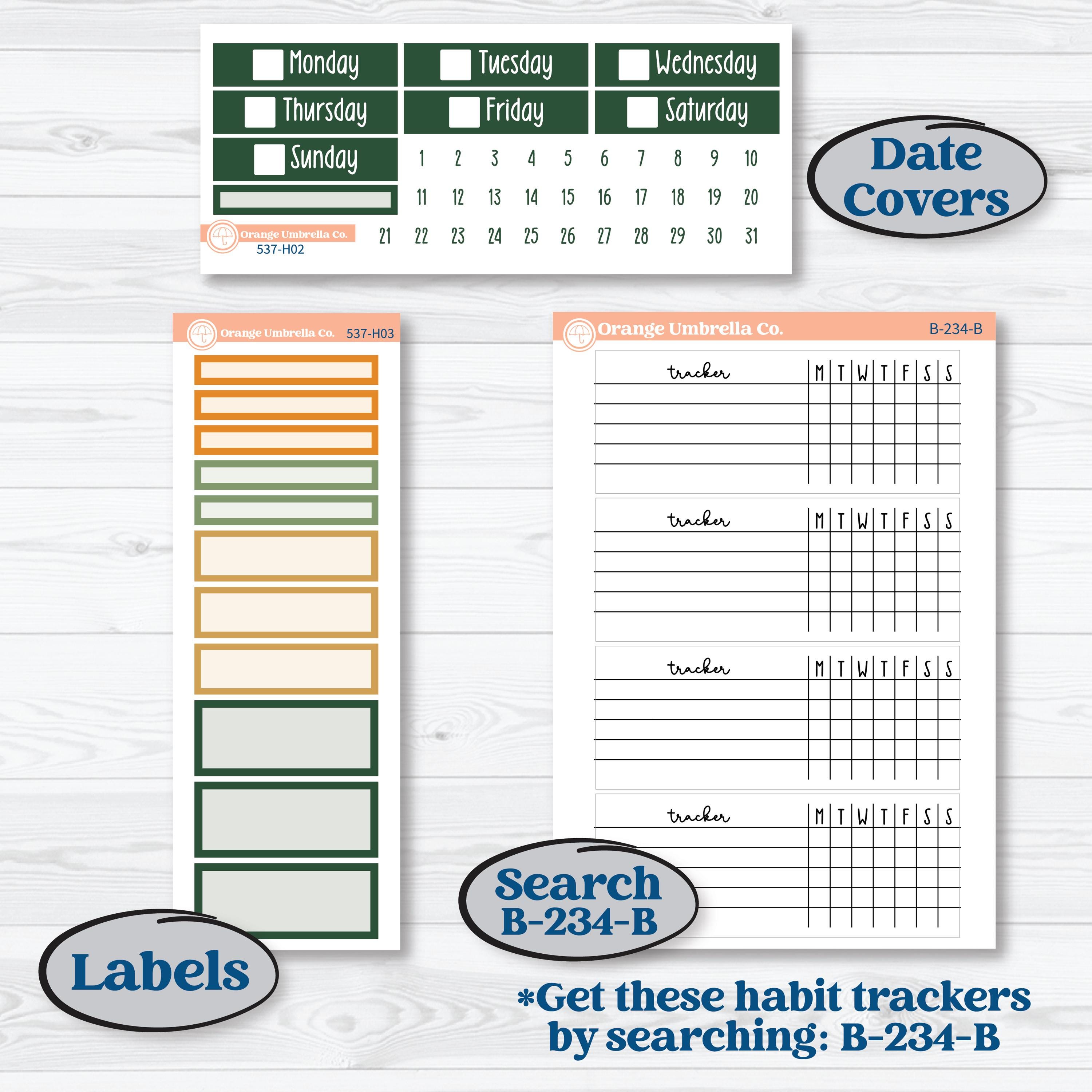 Orange Tropical Kit | Plum Vertical Priorities 7x9 Planner Kit Stickers | Valencia | KIT-537-H