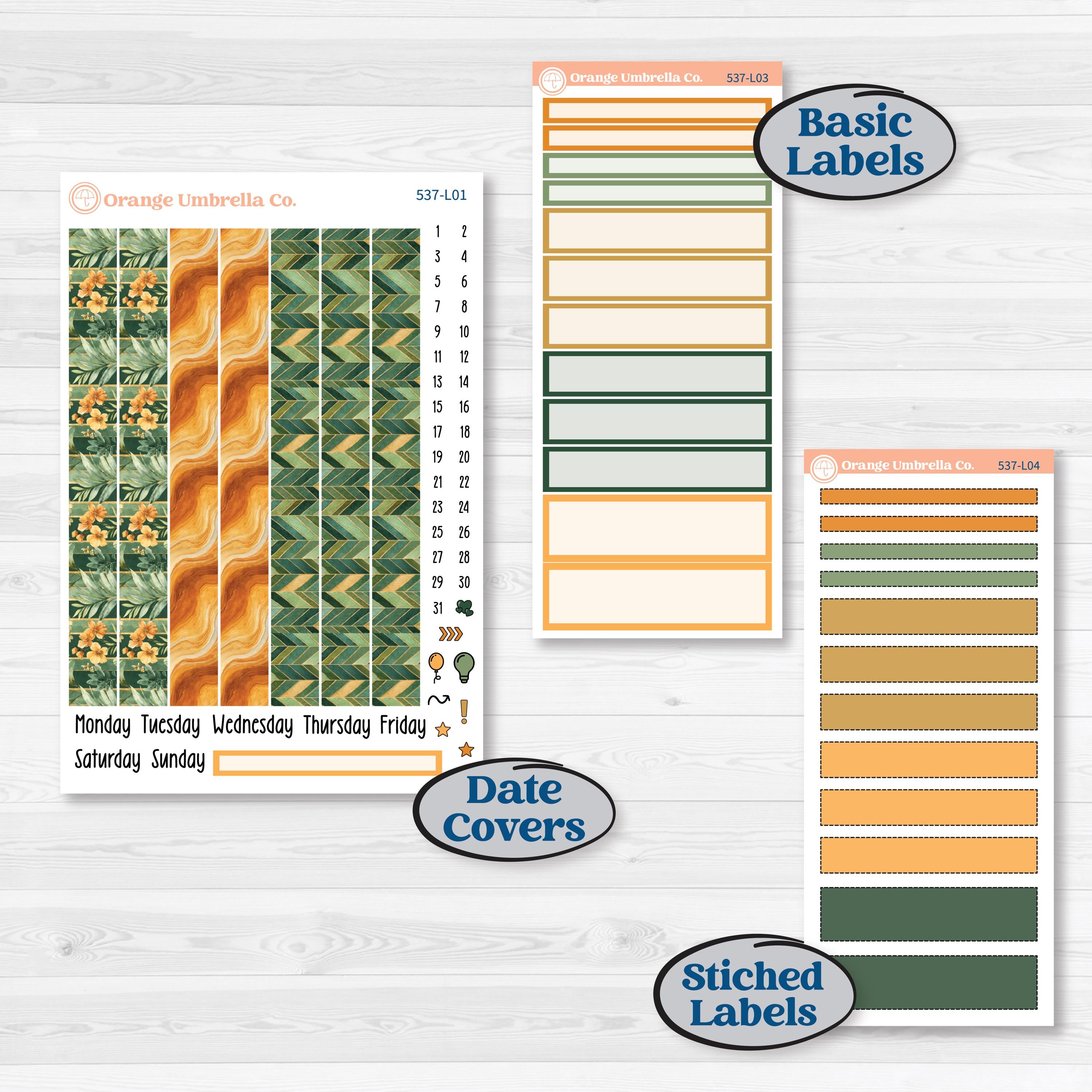 Orange Tropical Kit | 7x9 Plum Daily Planner Kit Stickers | Valencia | KIT-537-L