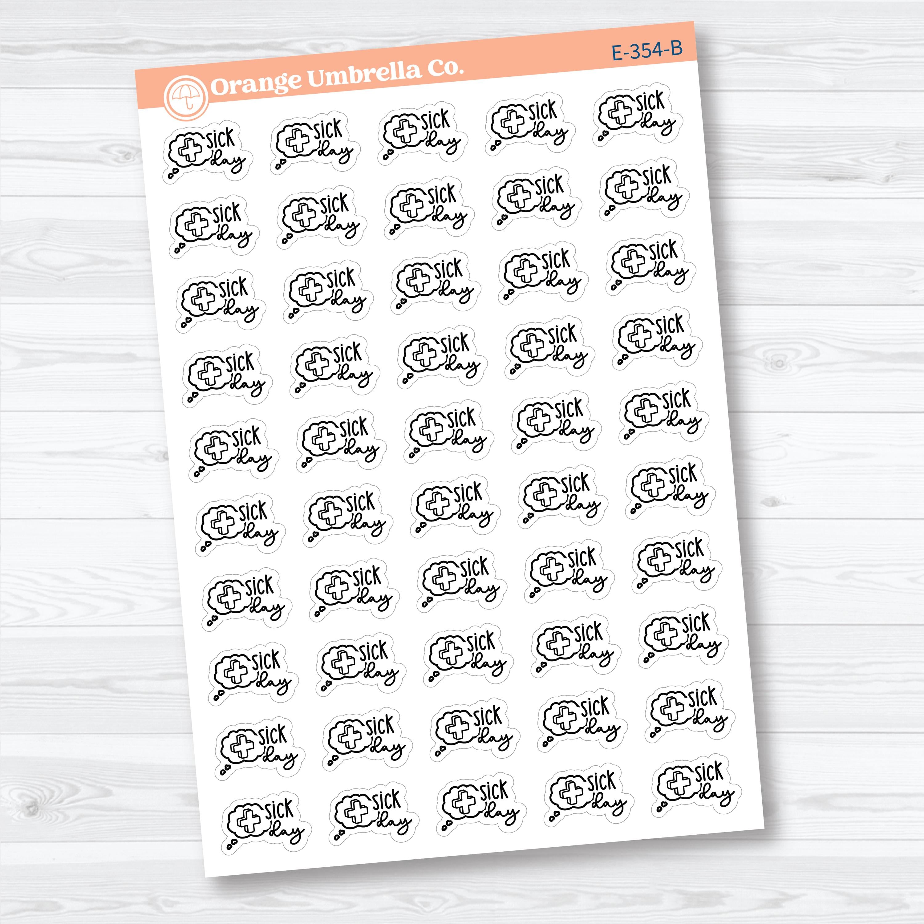 Sick Day Stickers | Doodled Event Planner Stickers | F18 | E-354