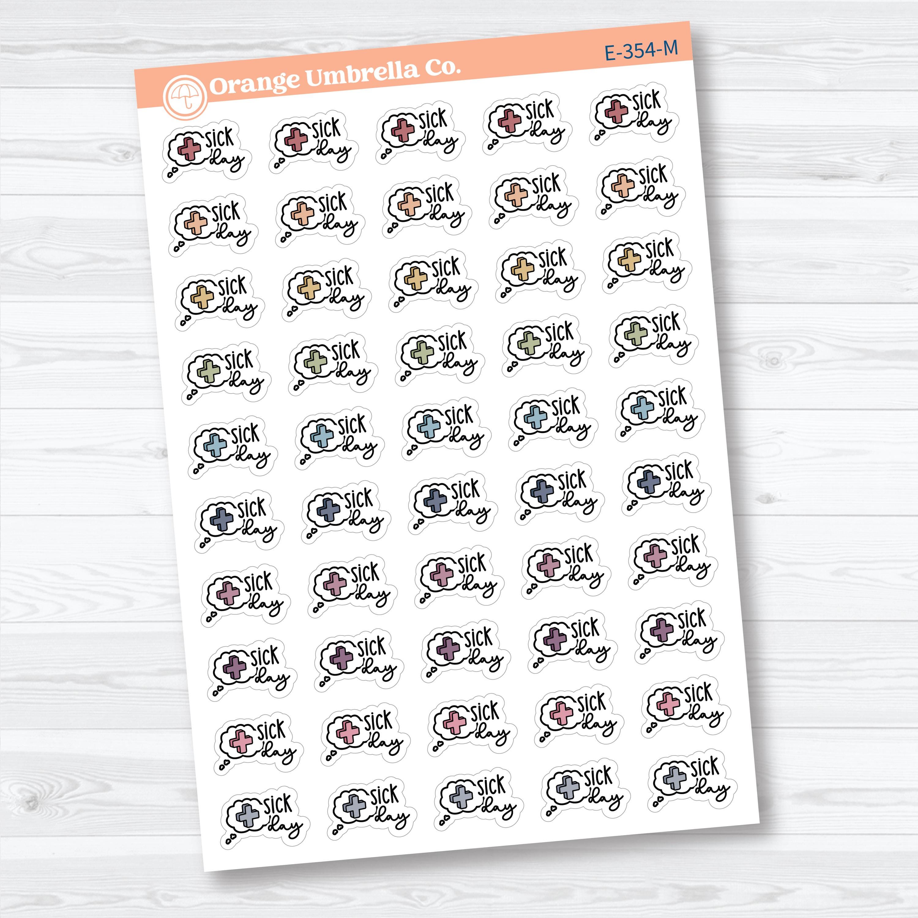 Sick Day Stickers | Doodled Event Planner Stickers | F18 | E-354