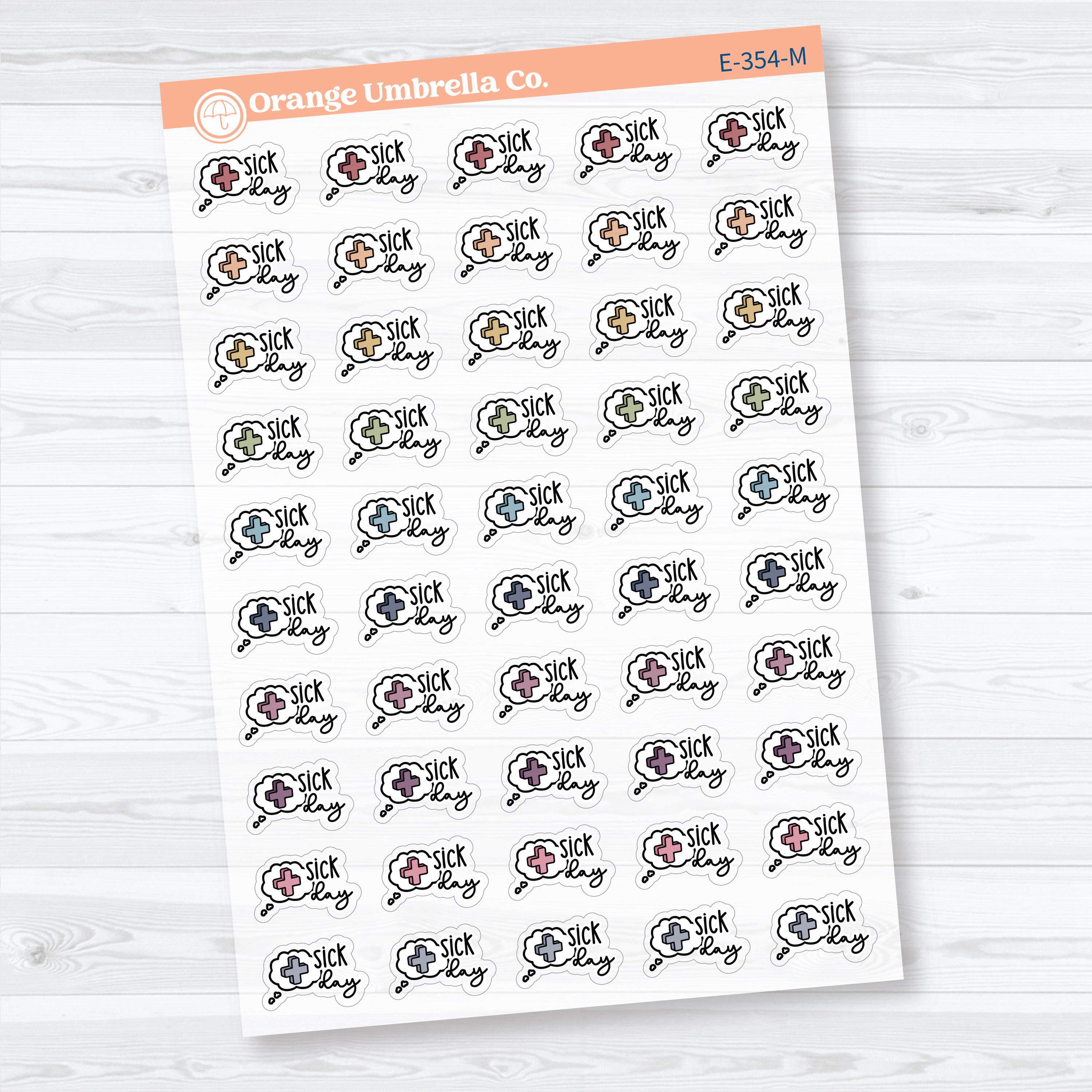 Sick Day Clear Matte Stickers | Doodled Event Planner Stickers | F18 | E-354-CM