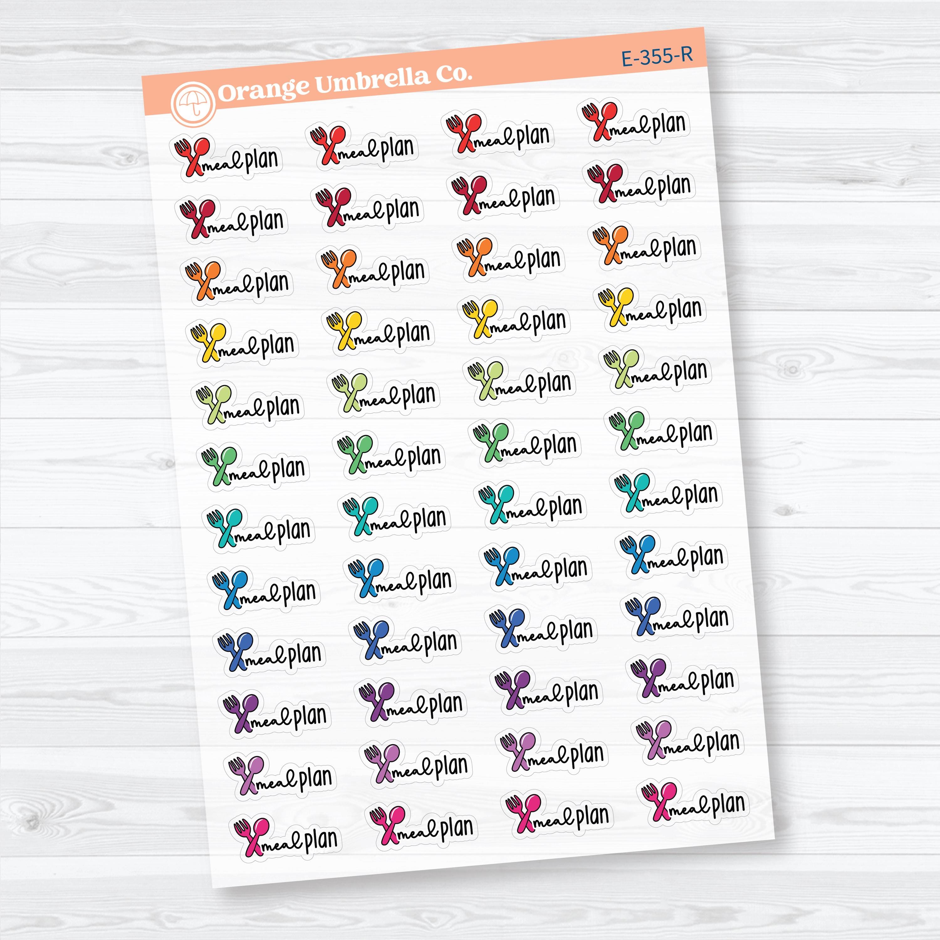 Meal Plan Clear Matte Stickers | Doodled Event Planner Stickers | F18 | E-355-CM