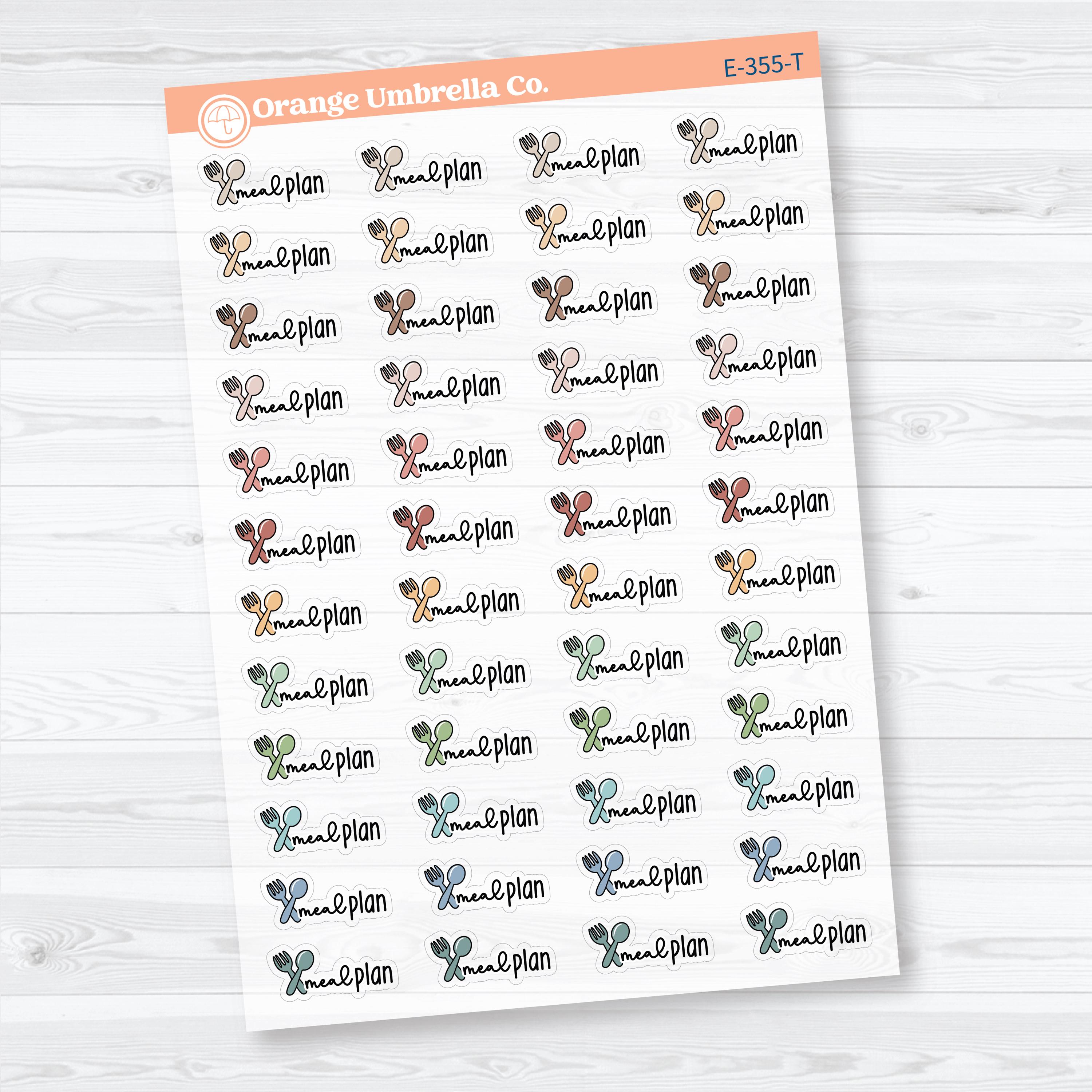 Meal Plan Clear Matte Stickers | Doodled Event Planner Stickers | F18 | E-355-CM