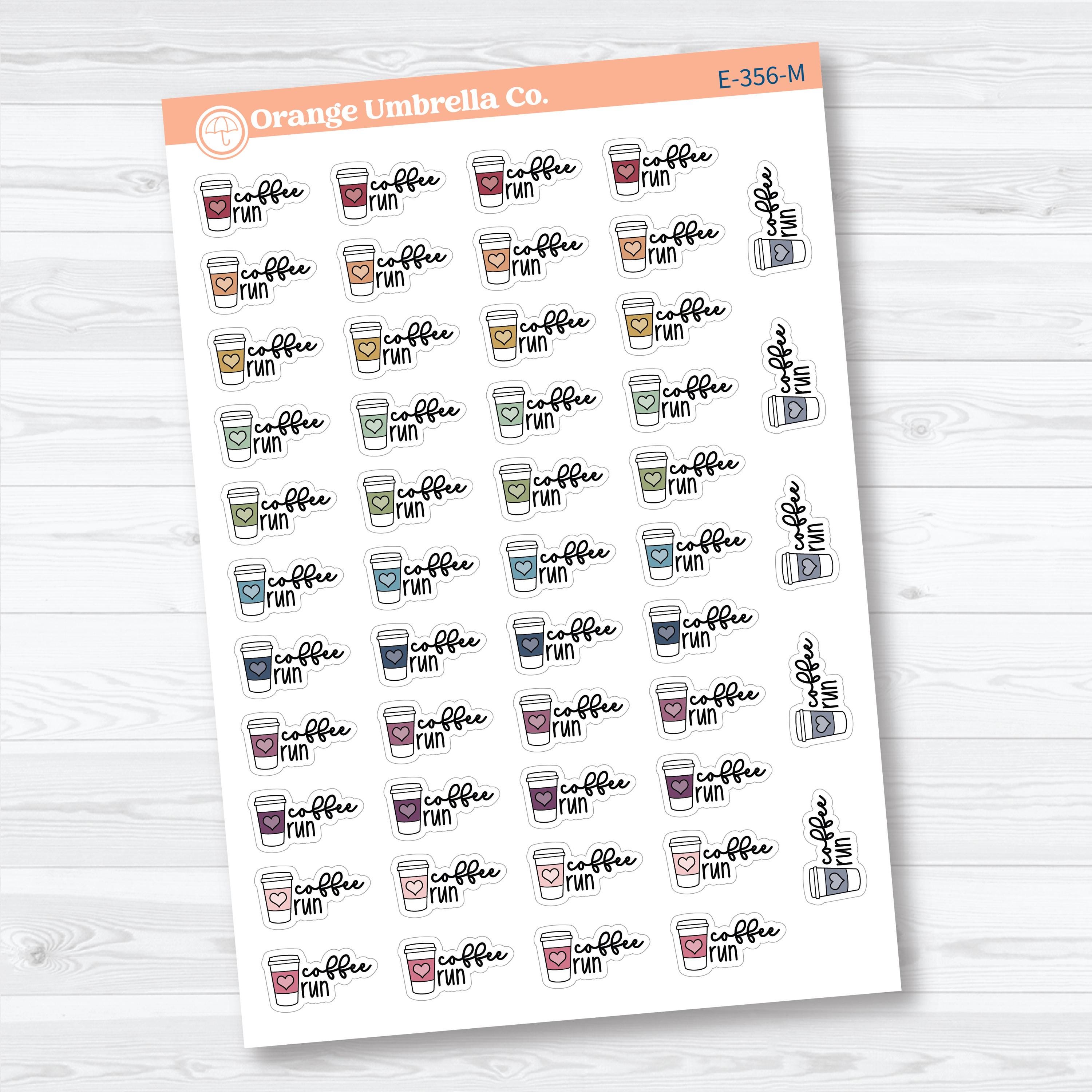 Coffee Run Stickers | Doodled Event Planner Stickers | F18 | E-356