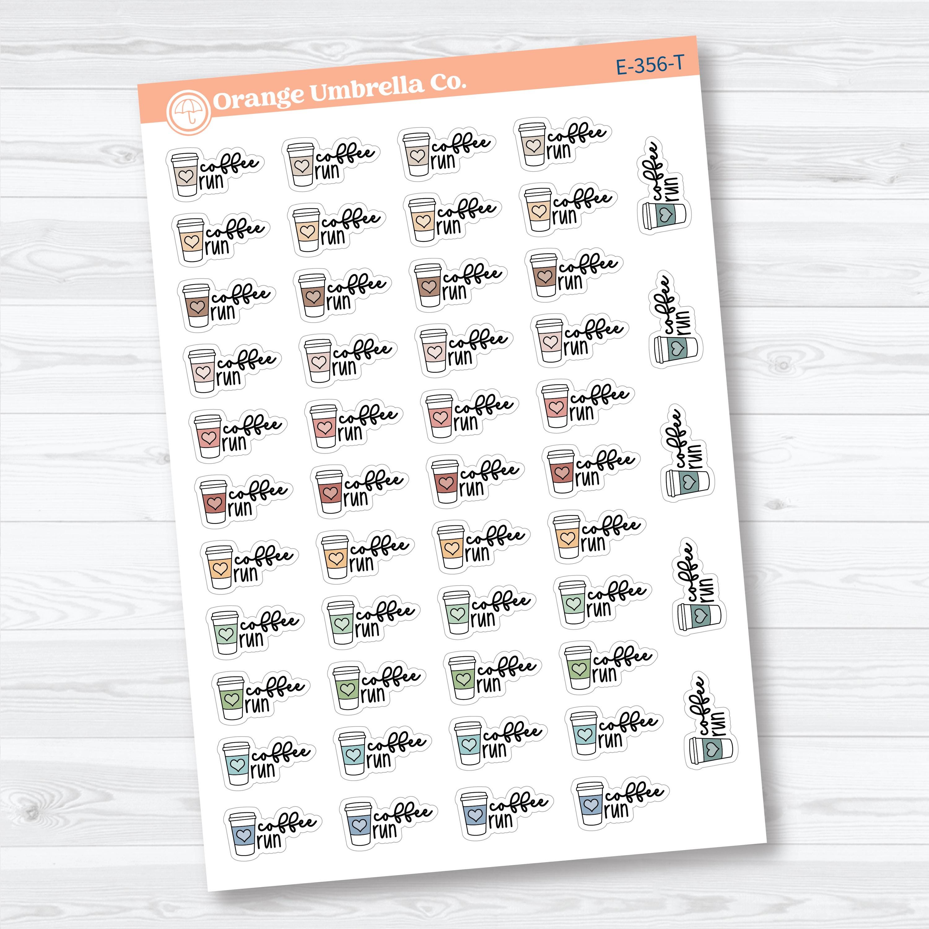 Coffee Run Stickers | Doodled Event Planner Stickers | F18 | E-356