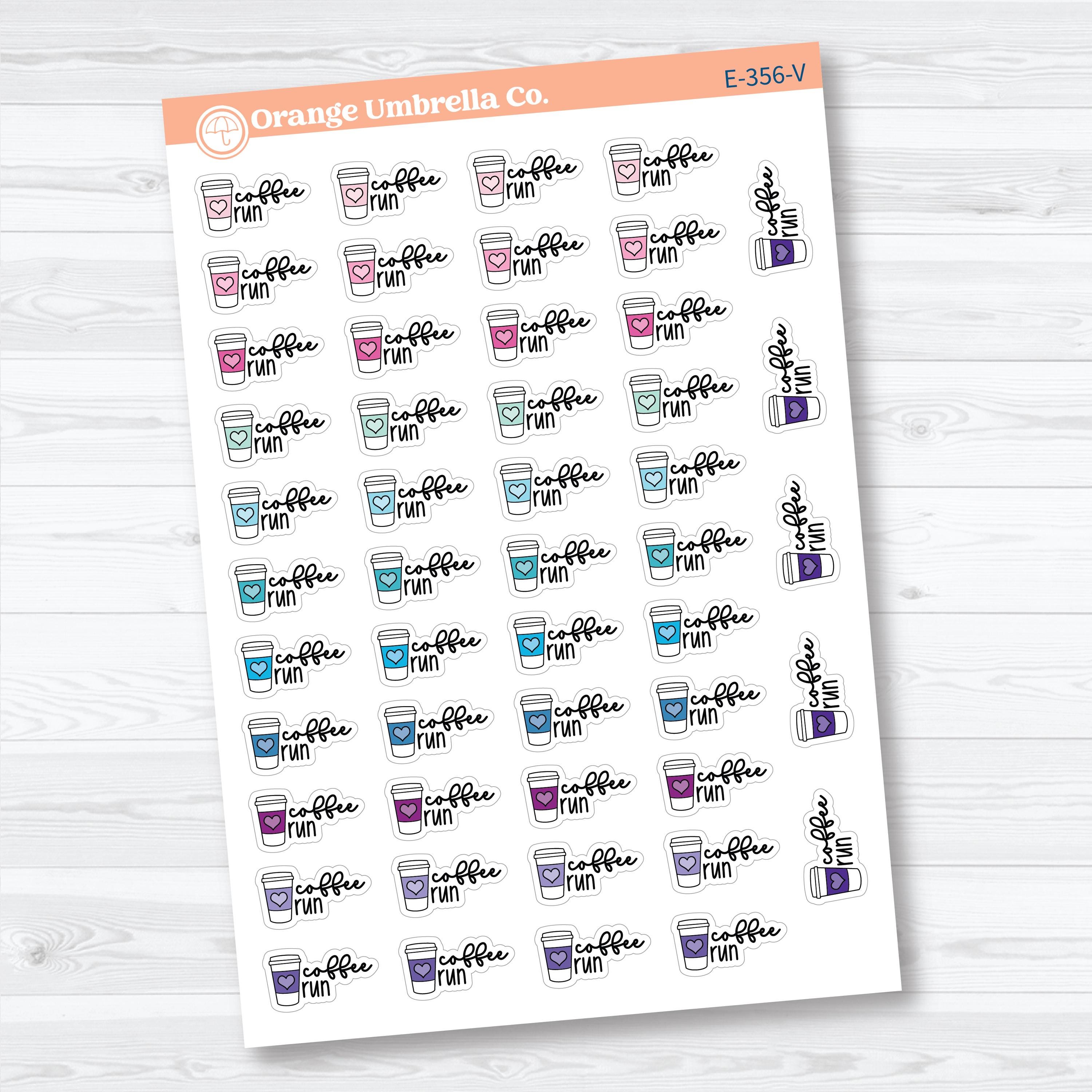 Coffee Run Stickers | Doodled Event Planner Stickers | F18 | E-356
