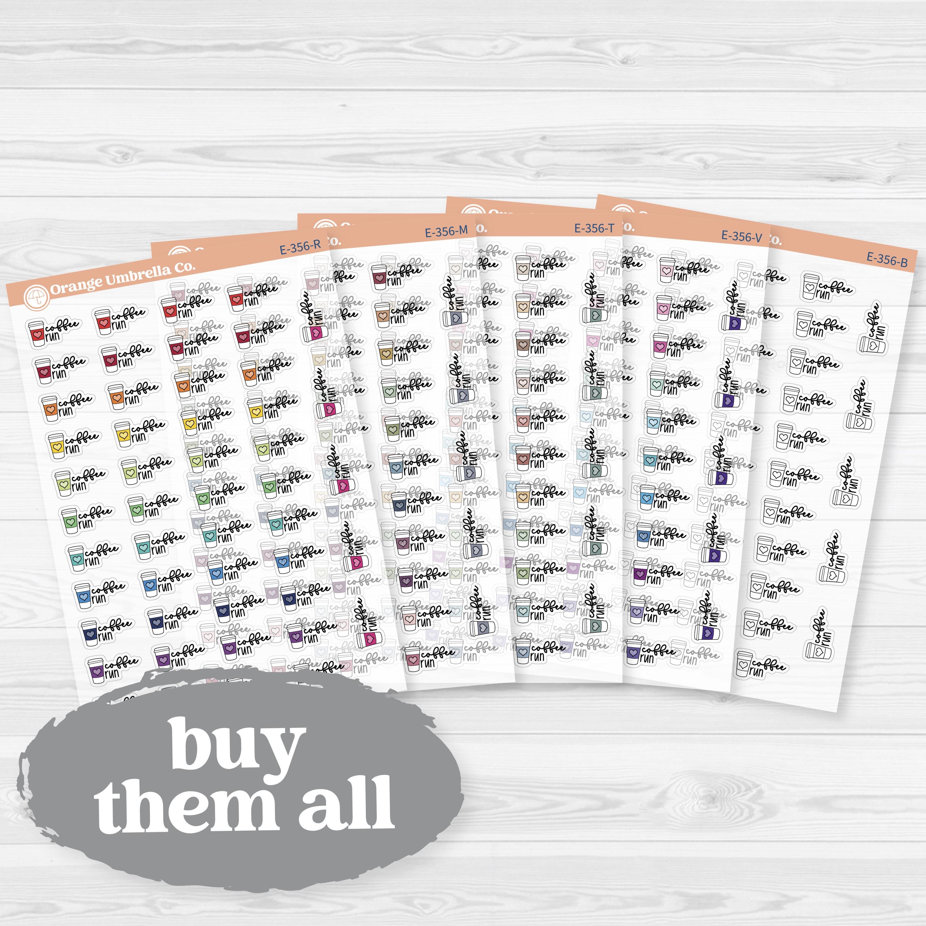 Coffee Run Clear Matte Stickers | Doodled Event Planner Stickers | F18 | E-356-CM