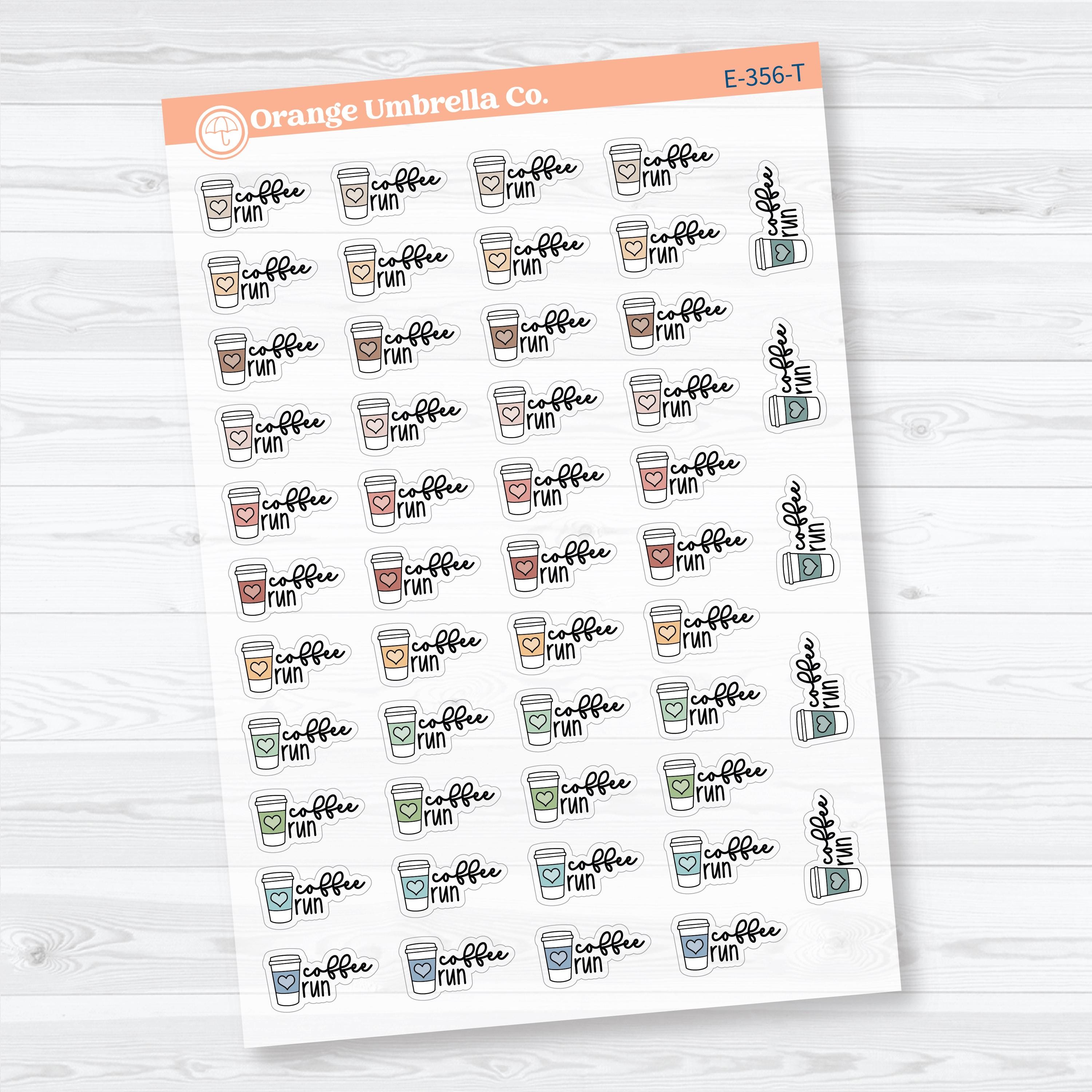 Coffee Run Clear Matte Stickers | Doodled Event Planner Stickers | F18 | E-356-CM