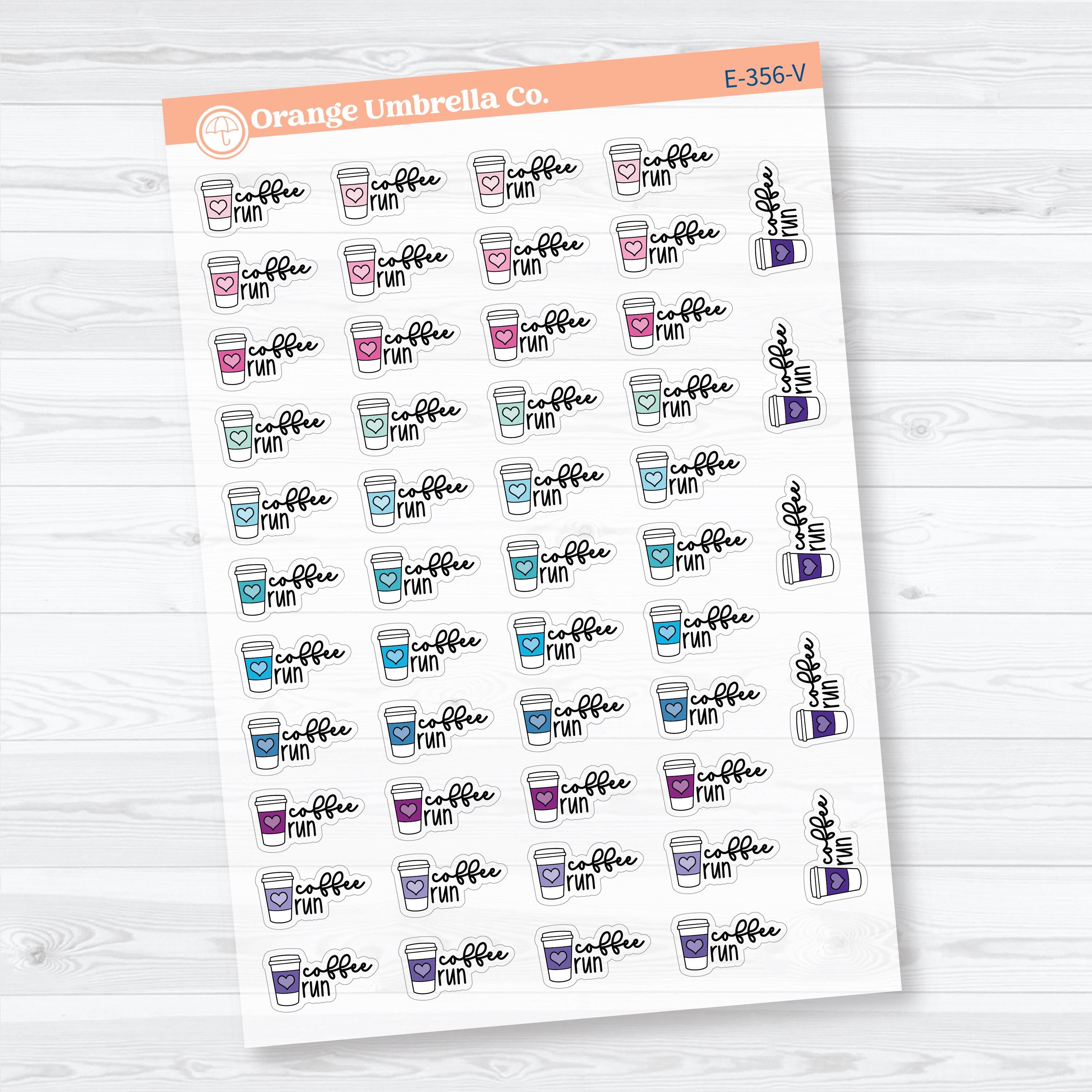 Coffee Run Clear Matte Stickers | Doodled Event Planner Stickers | F18 | E-356-CM
