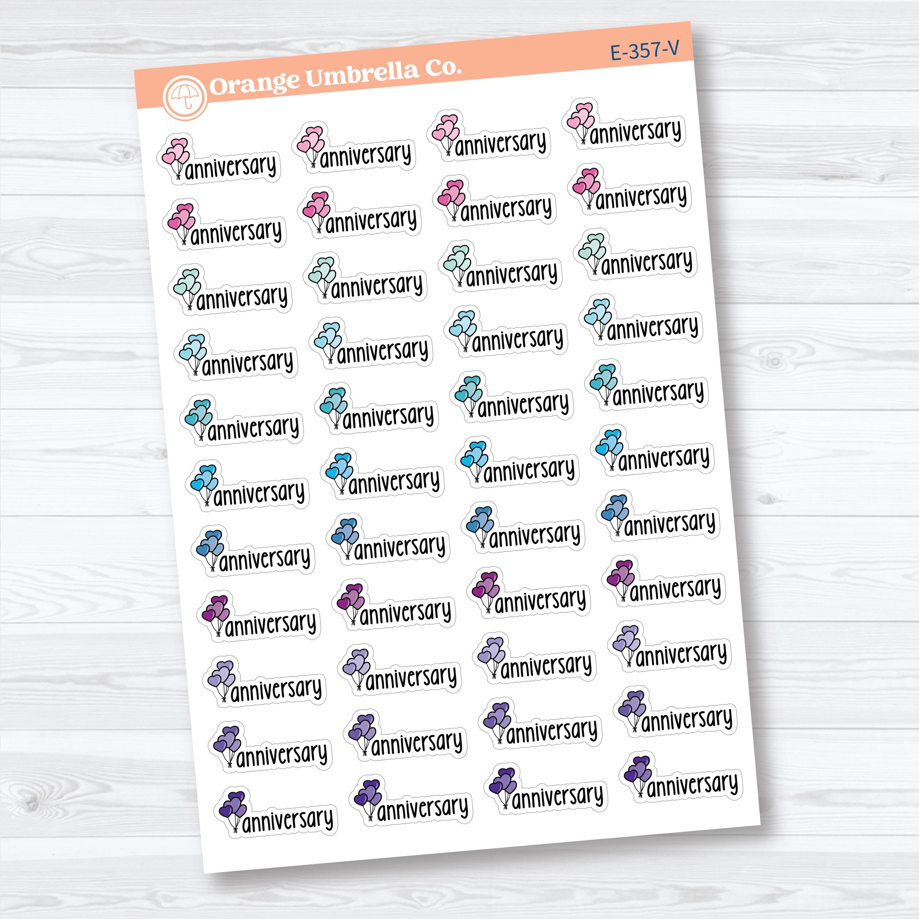 Anniversary Stickers | Doodled Event Planner Stickers | F18 | E-357