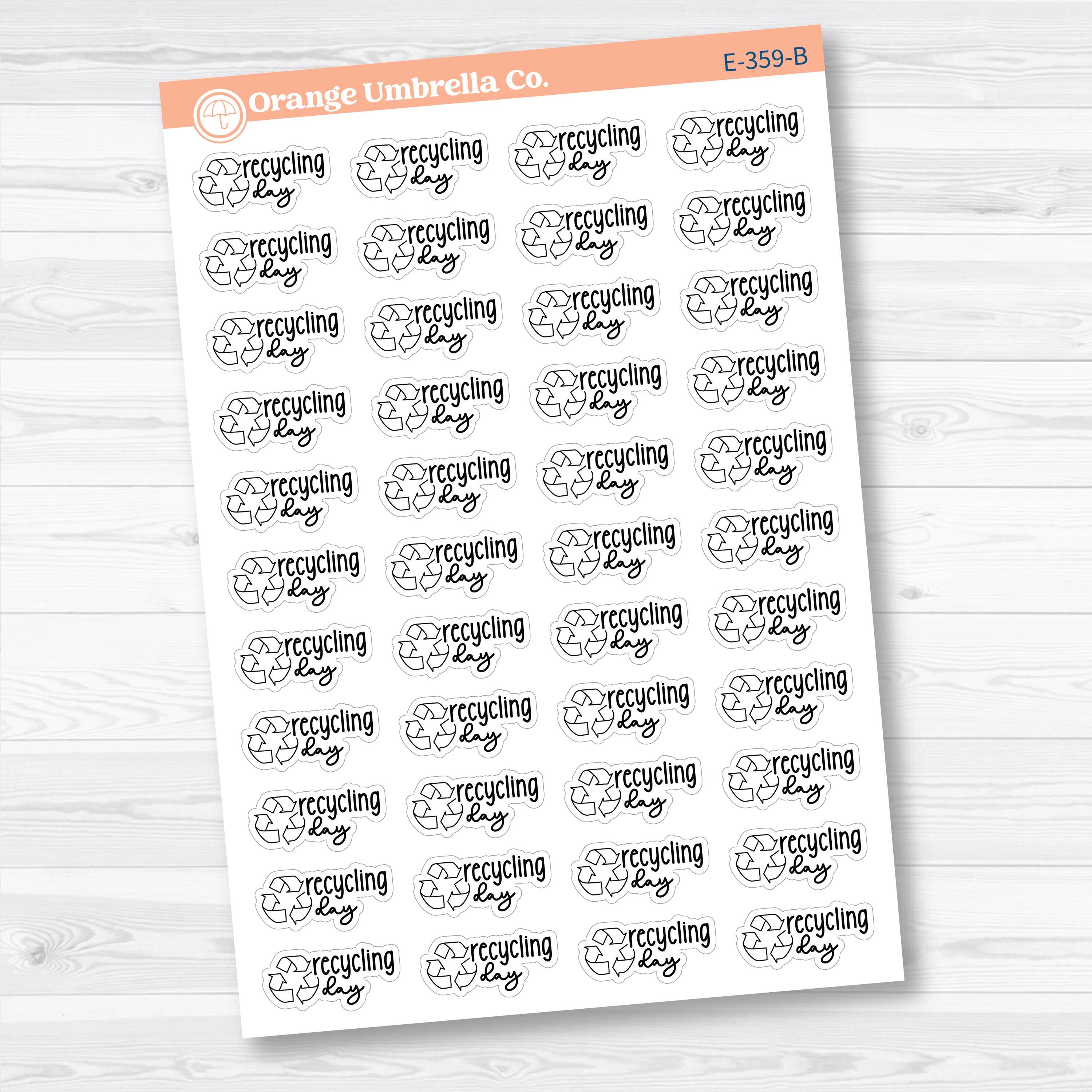 Recycling Day Stickers | Doodled Event Planner Stickers | F18 | E-359