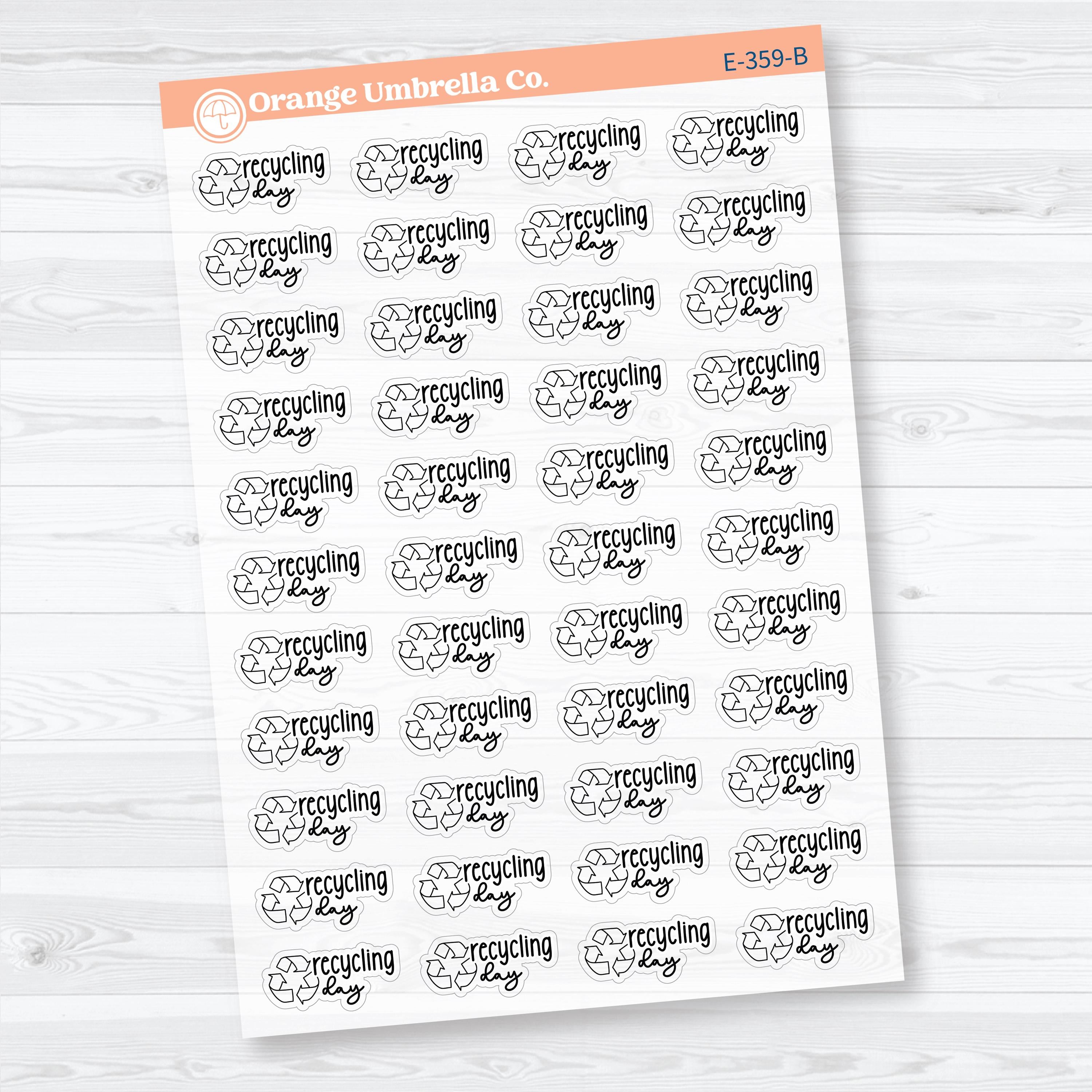 Recycling Day Clear Matte Stickers | Doodled Event Planner Stickers | F18 | E-359-CM