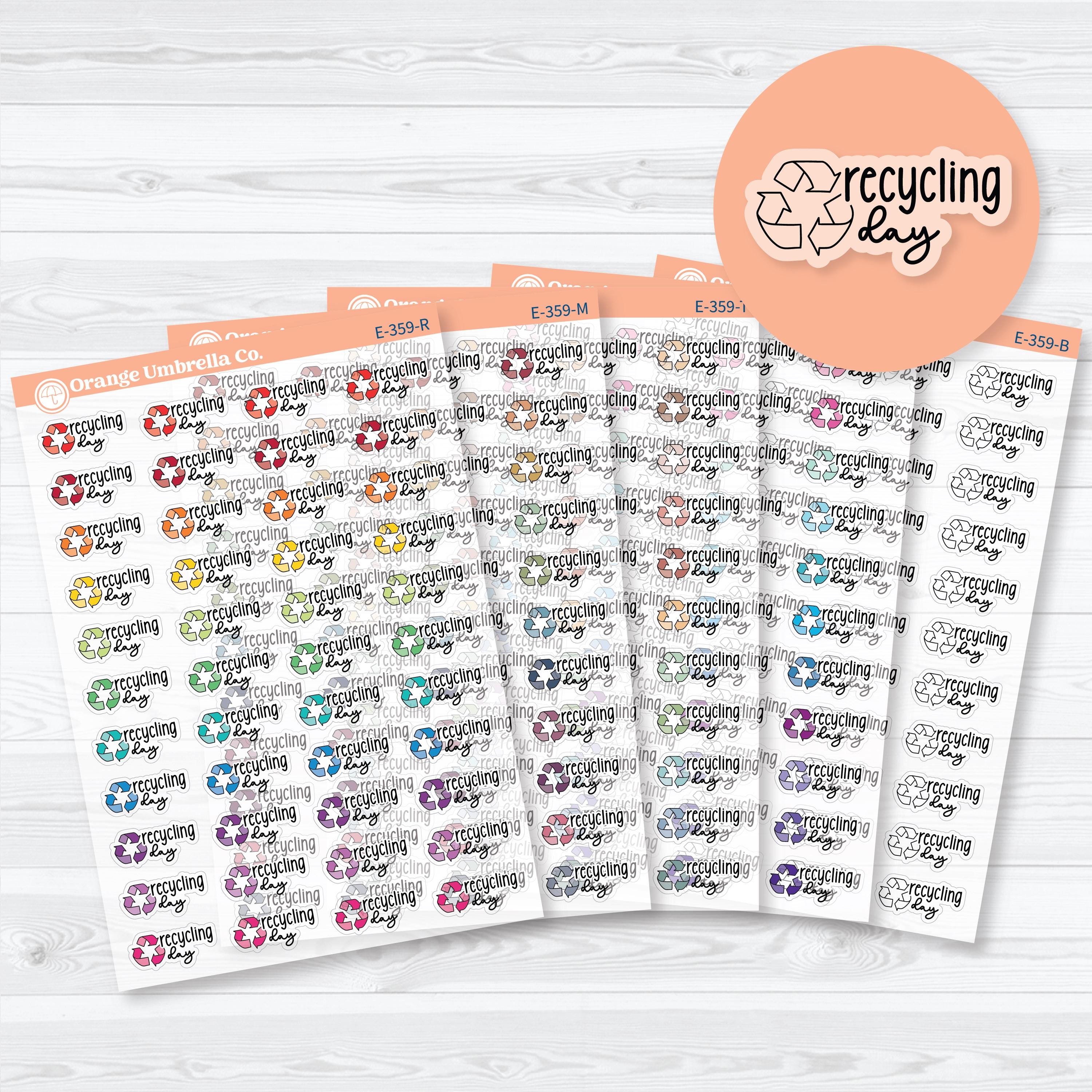 Recycling Day Clear Matte Stickers | Doodled Event Planner Stickers | F18 | E-359-CM