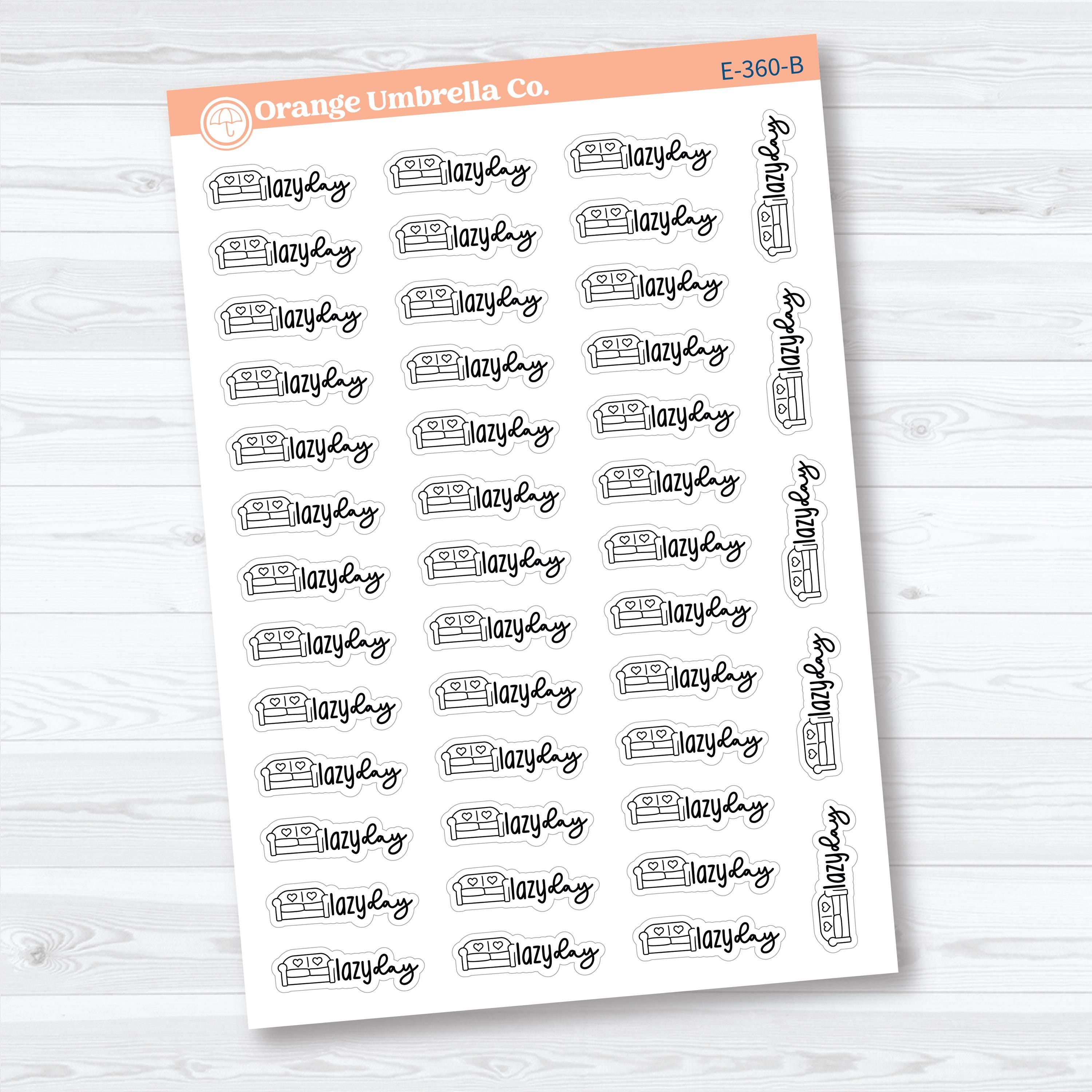 Lazy Day Stickers | Doodled Event Planner Stickers | F18 | E-360