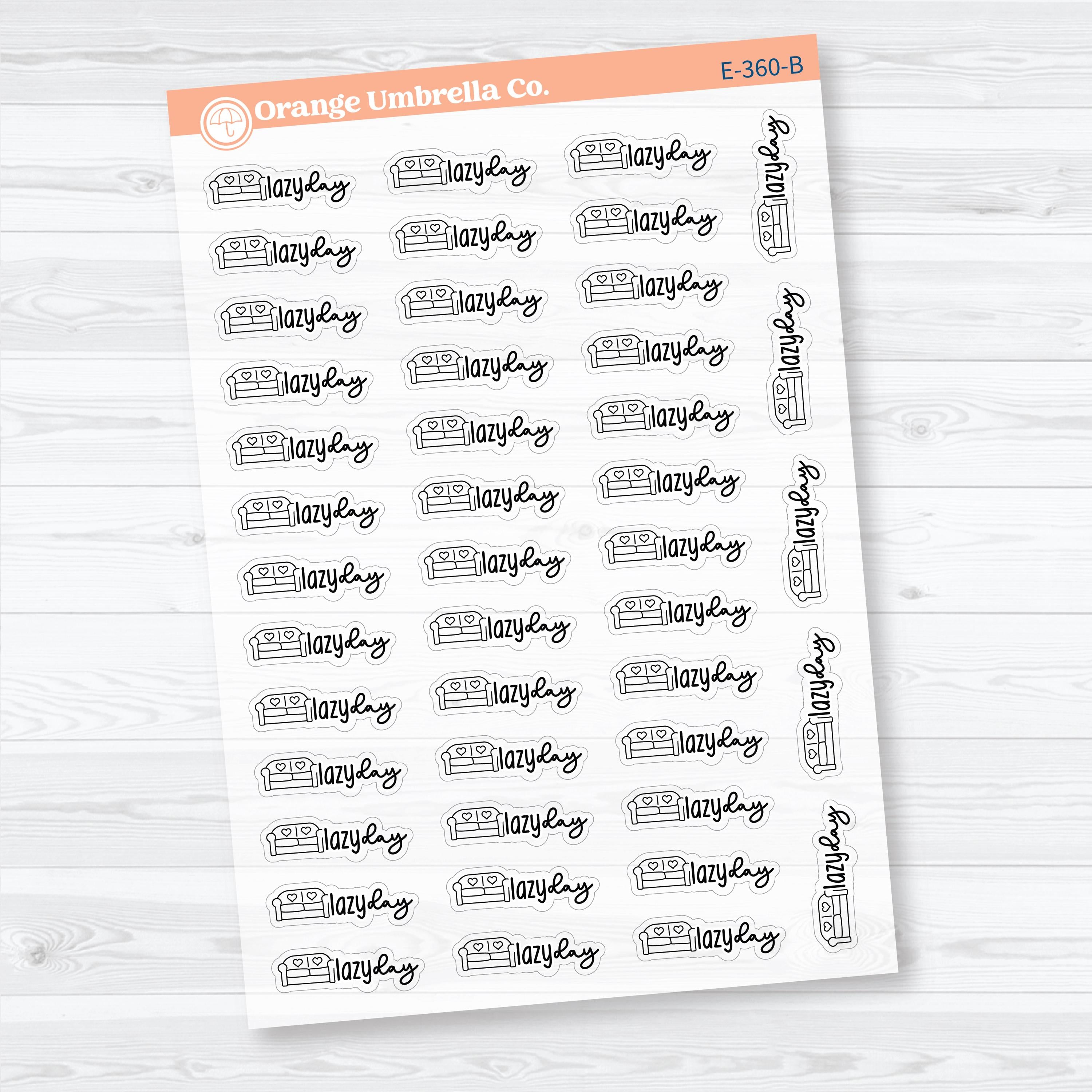Lazy Day Clear Matte Stickers | Doodled Event Planner Stickers | F18 | E-360-CM