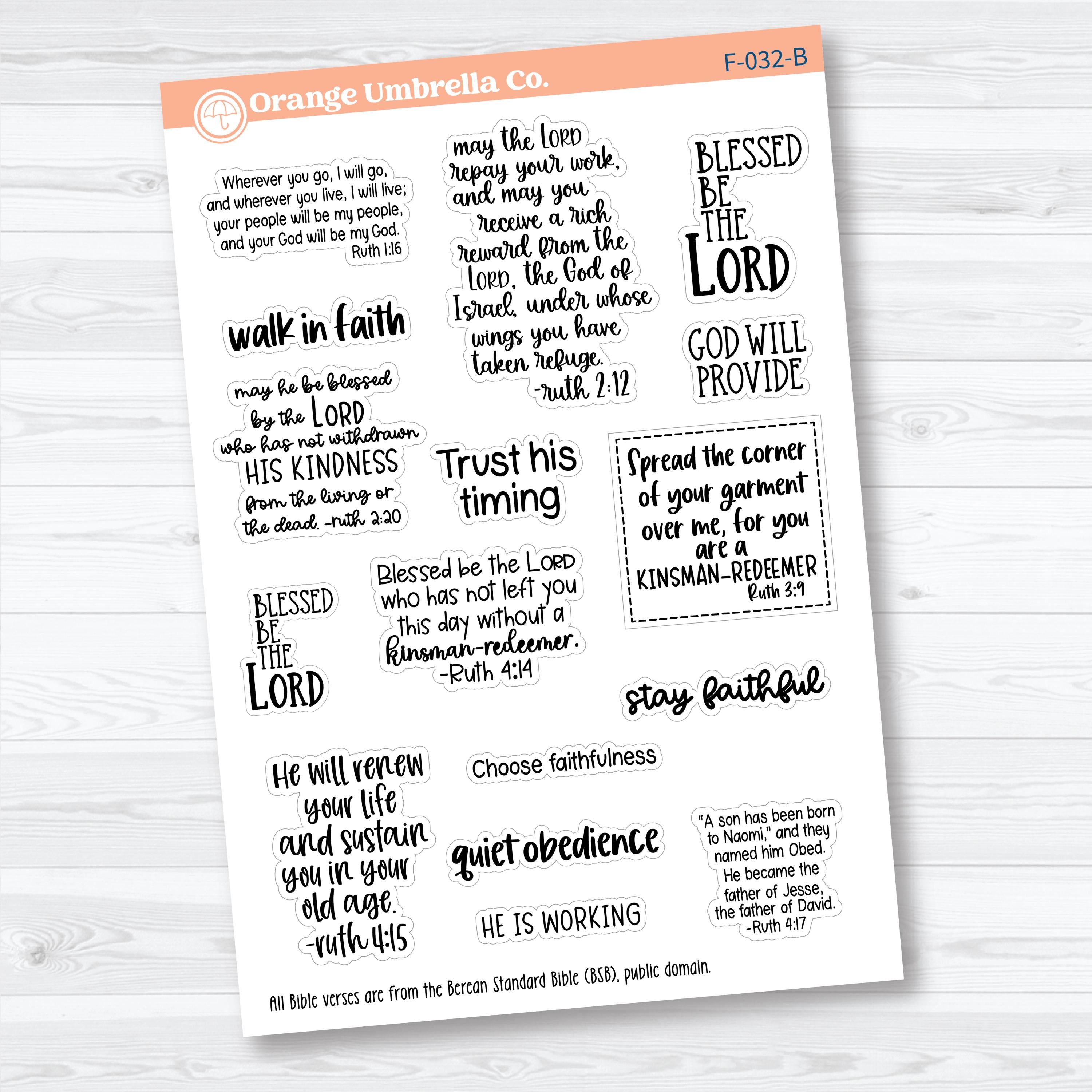 Ruth Bible Study Faith-Based Planner & Bible Journaling Stickers F-032-F-034