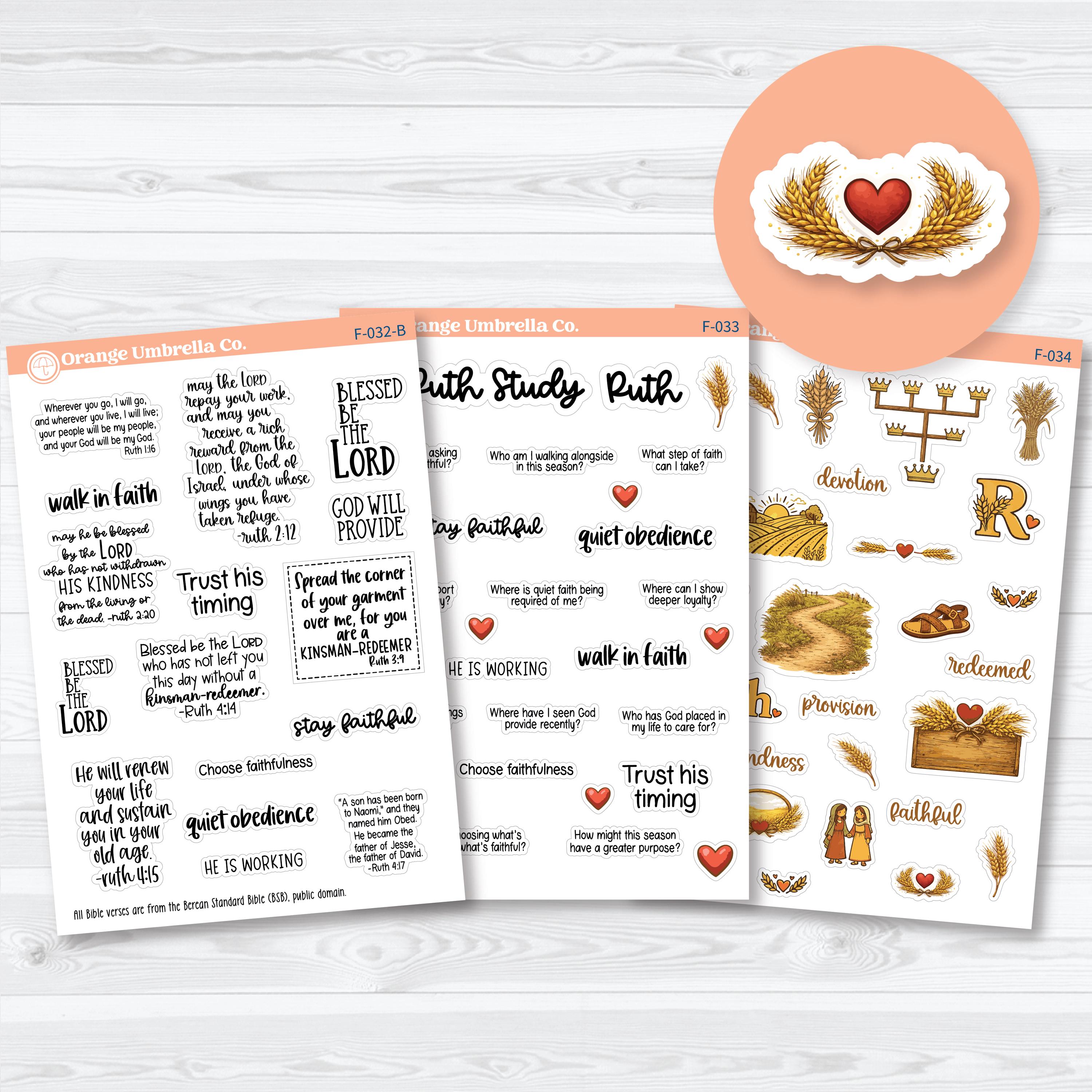 Ruth Bible Study Faith-Based Planner & Bible Journaling Stickers F-032-F-034