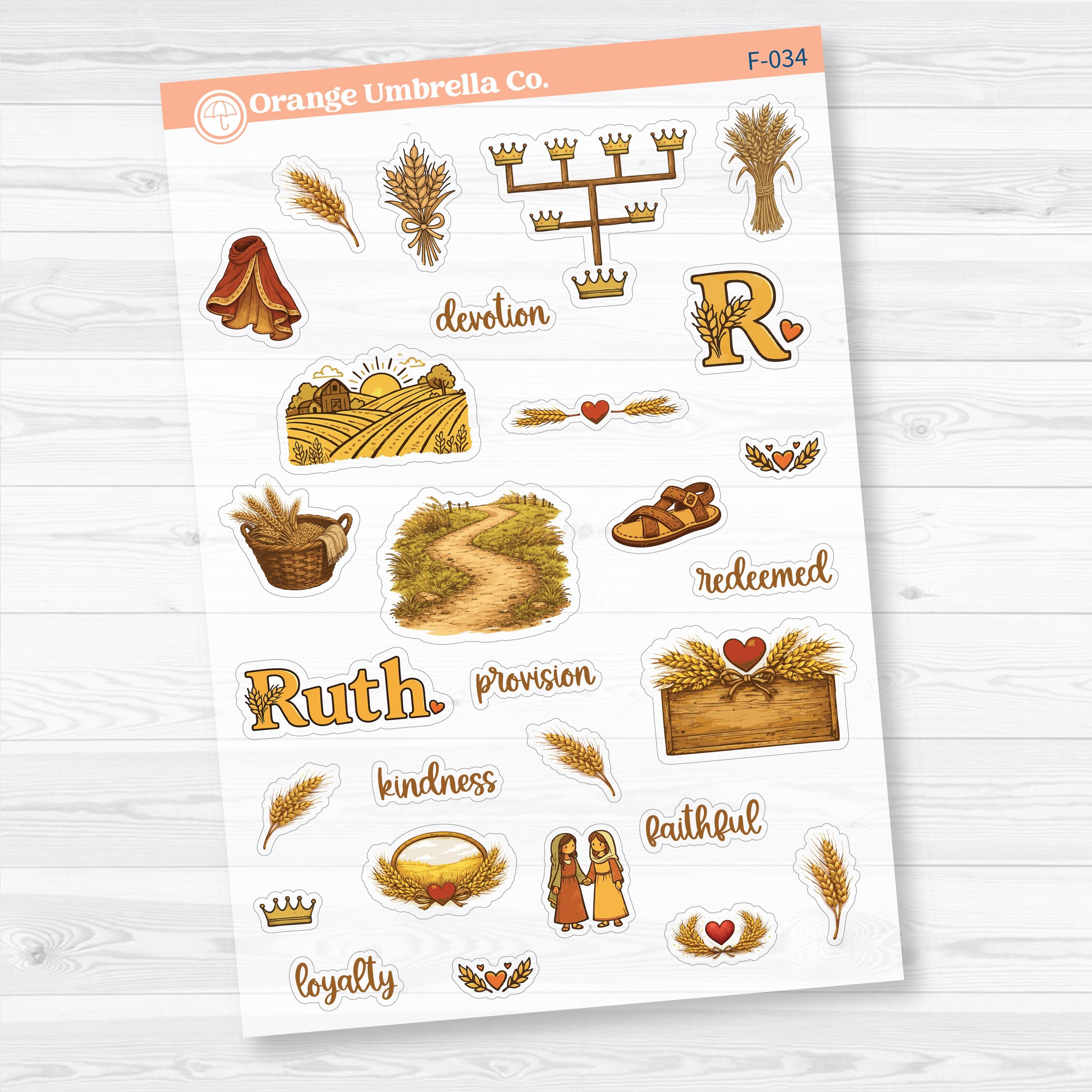 Ruth Bible Study Clear Matte Faith-Based Planner & Bible Journaling Stickers | F-032-F-034-CM