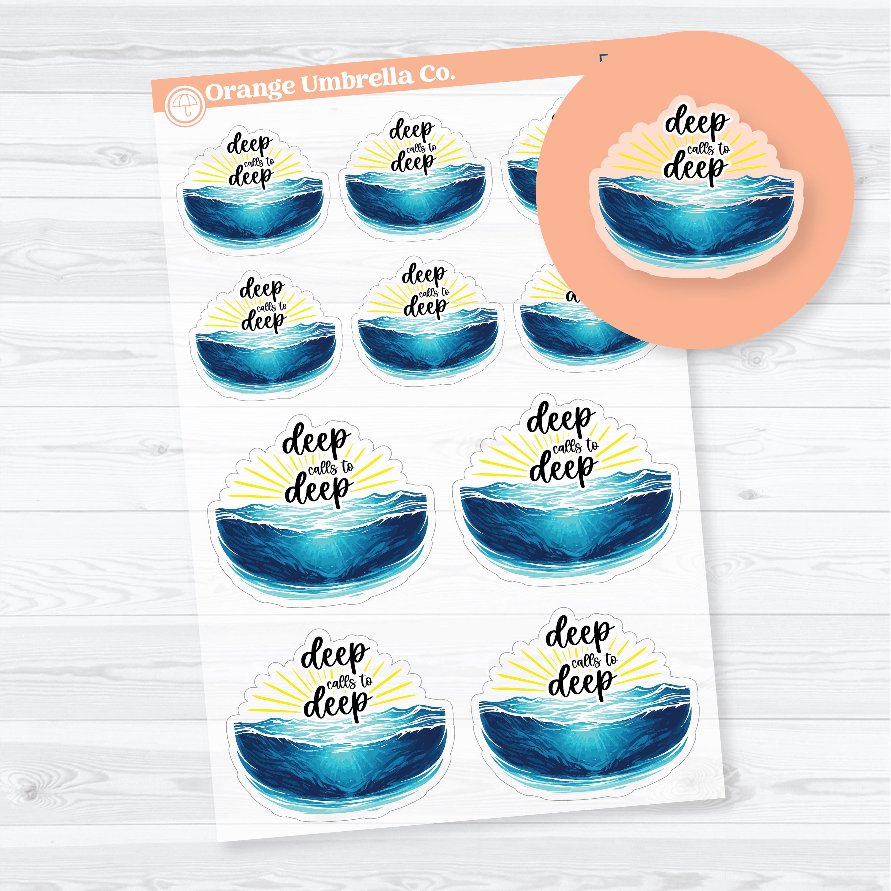 Deep Calls to Deep Psalm 42 Clear Matte Deco | Faith-Based Planner & Bible Journaling Stickers | F-039-CM