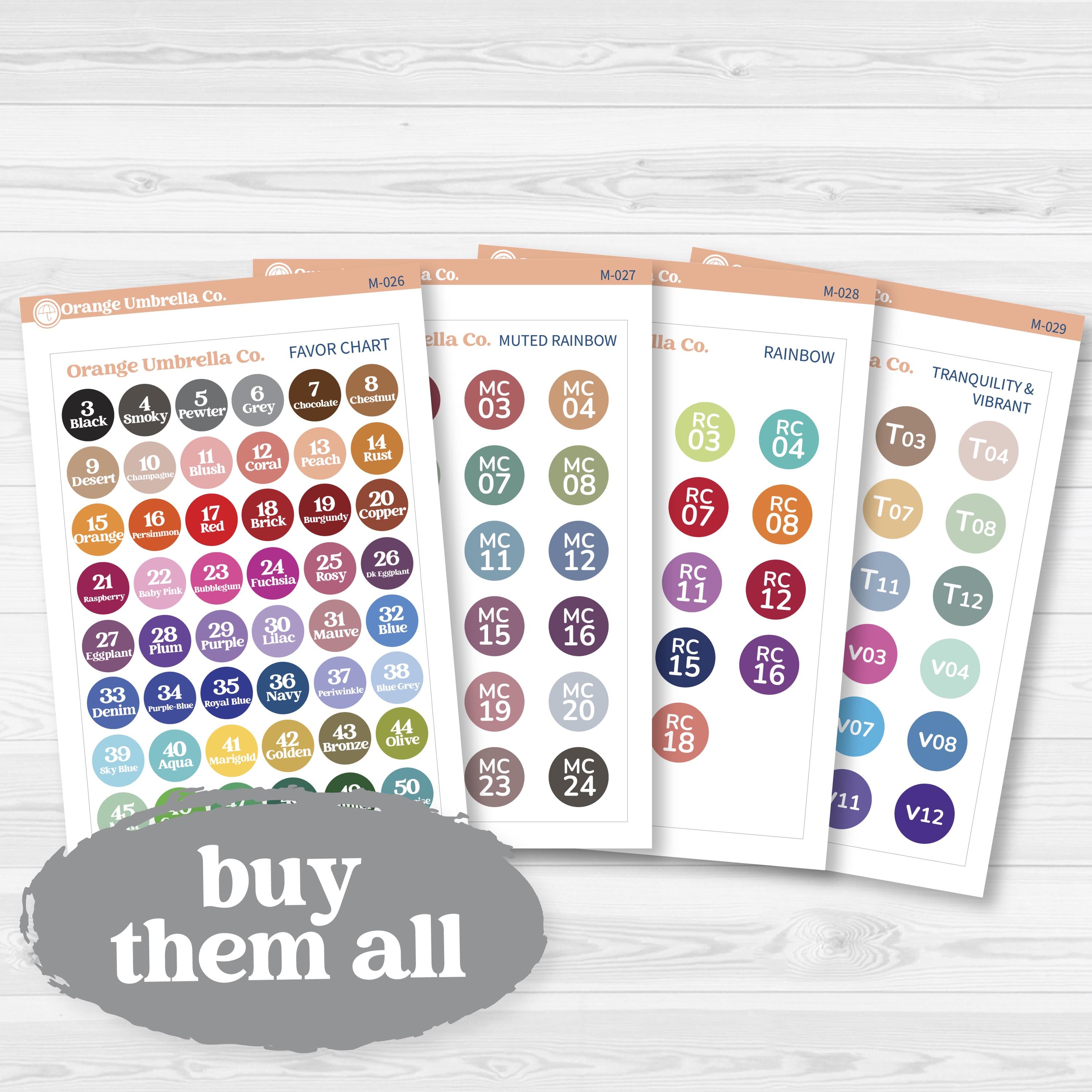 Planner Sticker Color Charts & Reference Guide | Script Color Planning Tool | M-026-029