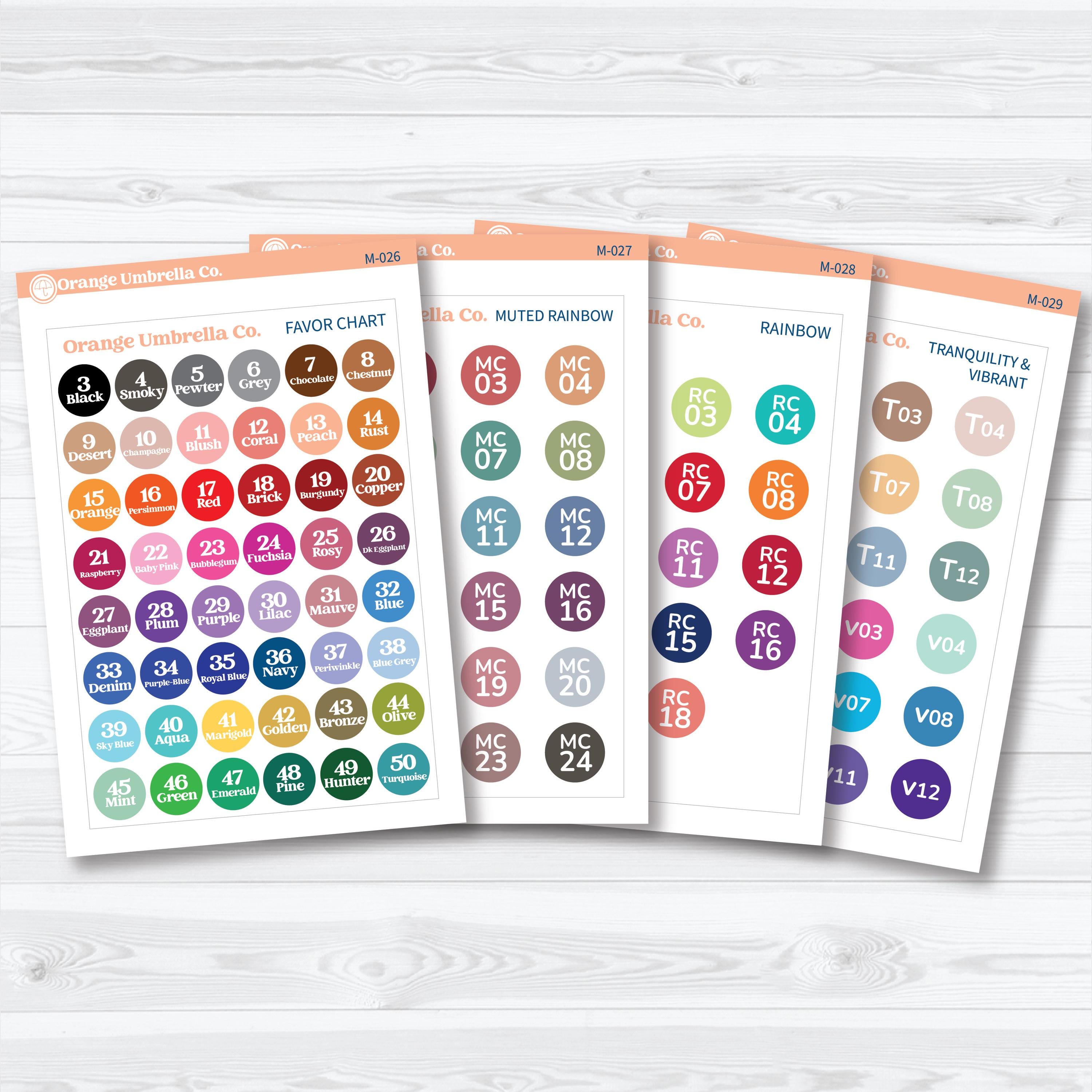 Planner Sticker Color Charts & Reference Guide | Script Color Planning Tool | M-026-029
