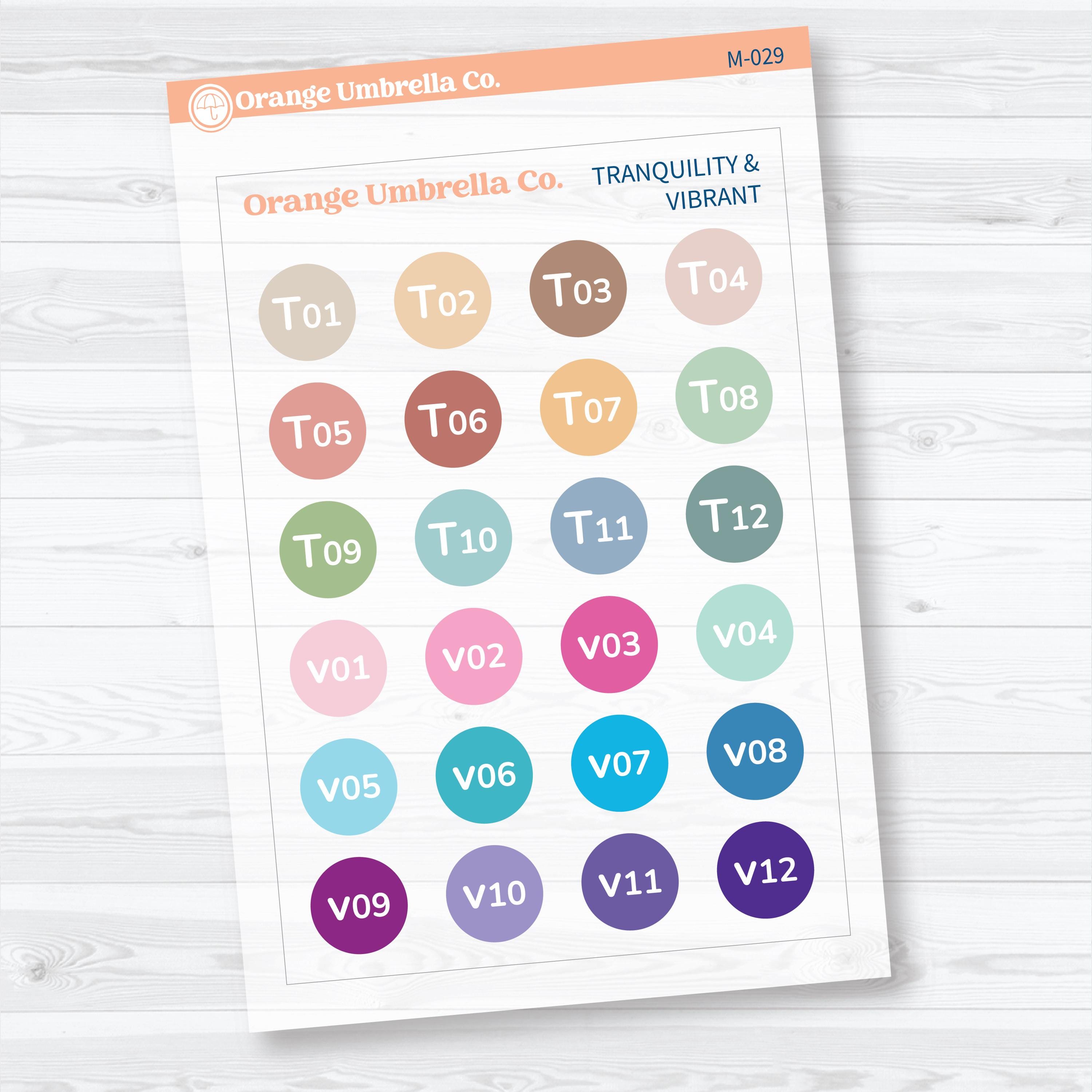 Clear Matte Planner Sticker Color Charts & Reference Guide | Script Color Planning Tool | M-026-029-CM