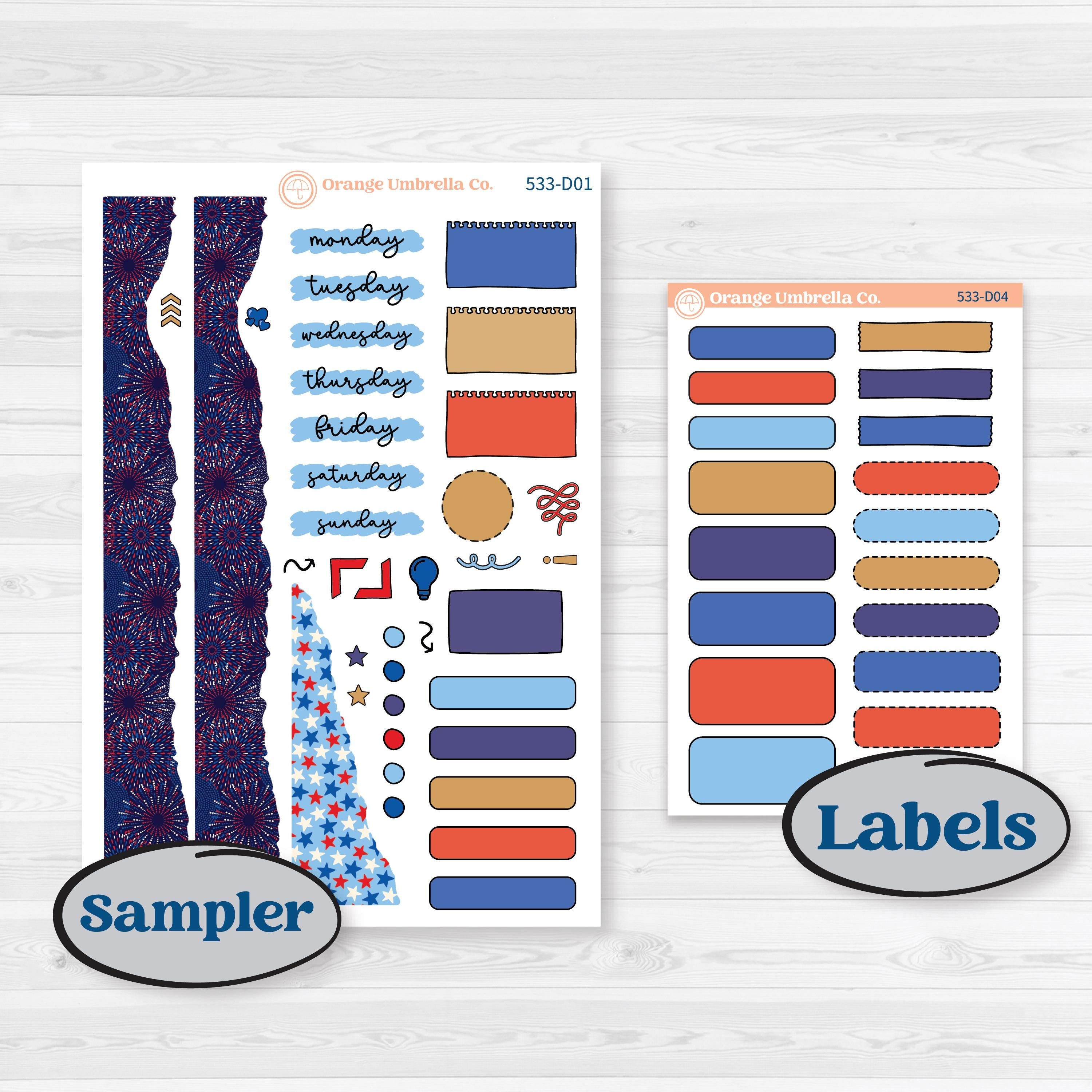 Fourth of July | Journaling or Scrapbooking Kit | Creative Junk Journal Planner Stickers | Red White & Kaboom | KIT-533-D