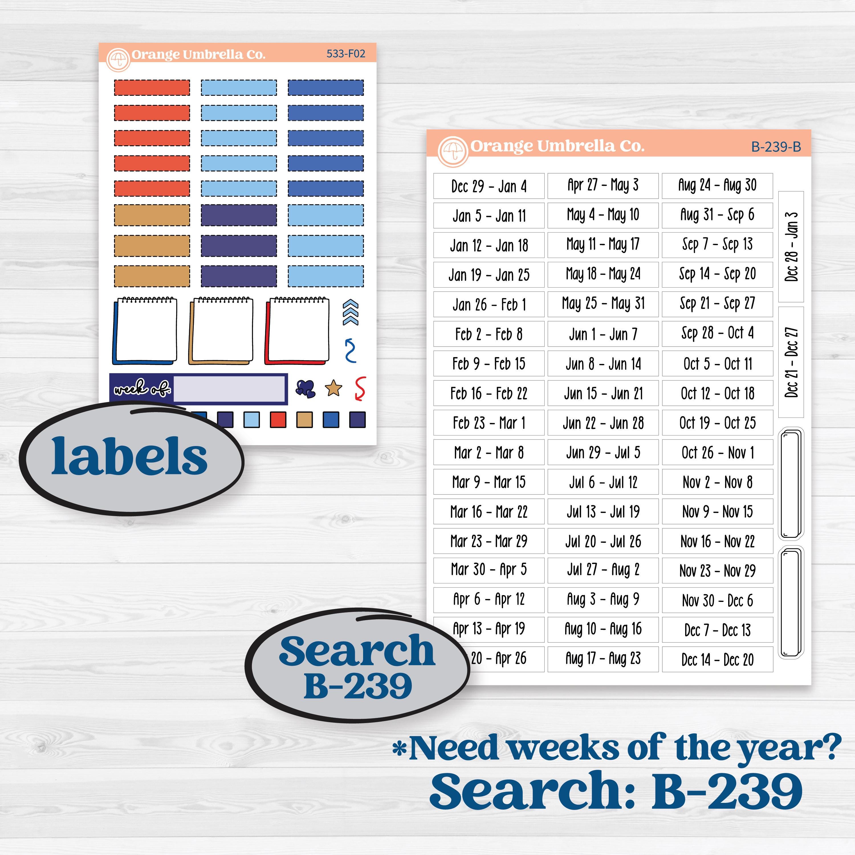 Fourth of July | Hobonichi Weeks Weekly Planner Kit Stickers | Red White & Kaboom | KIT-533-F