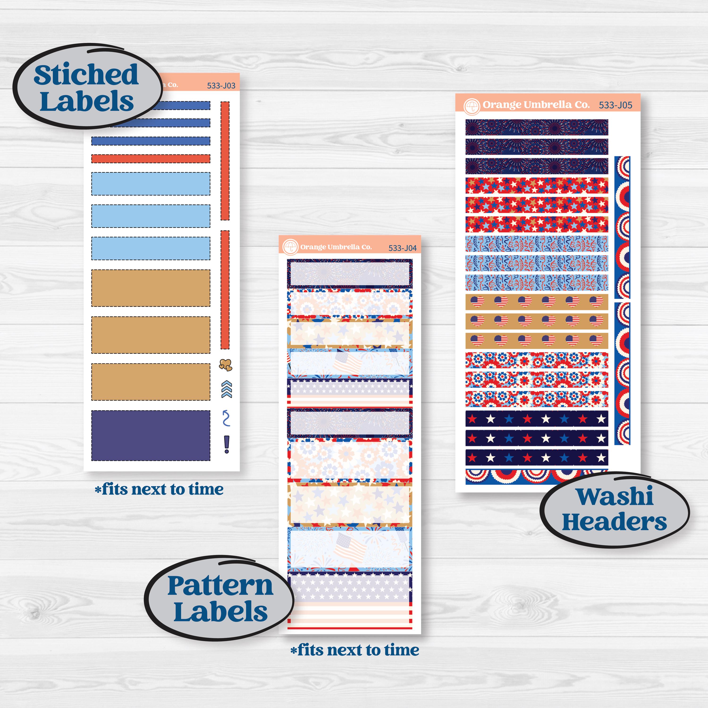 Fourth of July | A5 Daily Duo Planner Kit Stickers | Red White & Kaboom | KIT-533-J