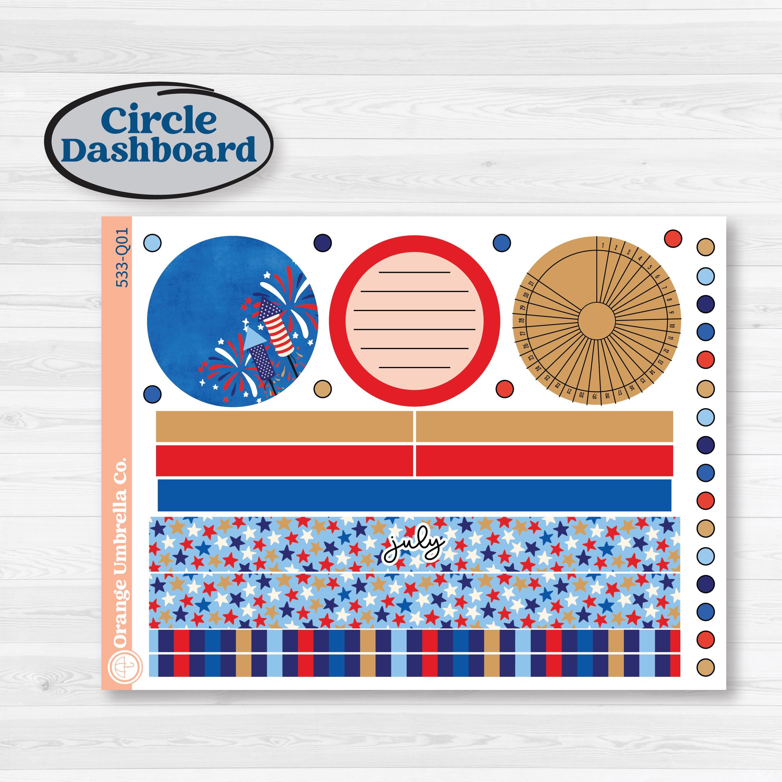 Fourth of July | 7x9 Plum Monthly + Dashboard Planner Kit Stickers | Red White & Kaboom | KIT-533-Q