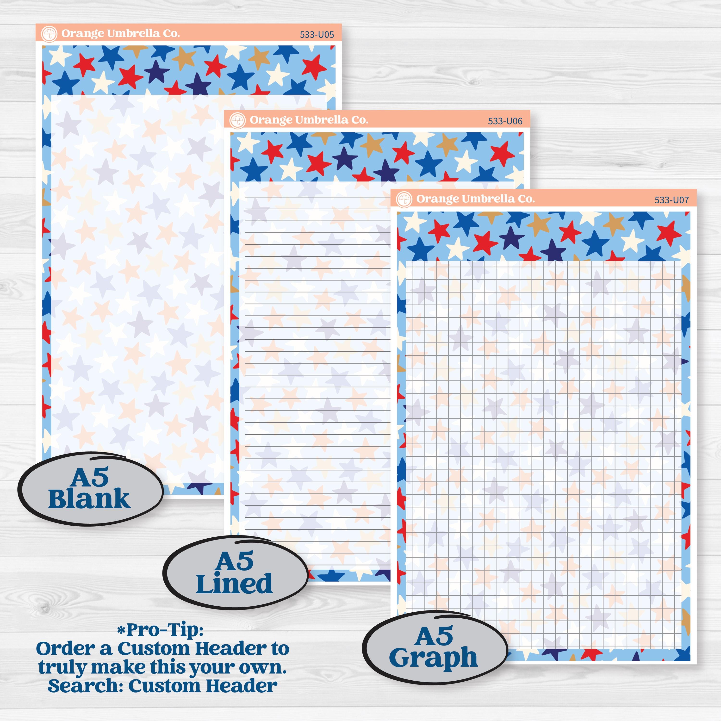 Fourth of July | A5 7x9 Create Your Own Monthly or Dashboard Universal | Monthly + Reading Log Sticker Kit | Red White & Kaboom | KIT-533-U
