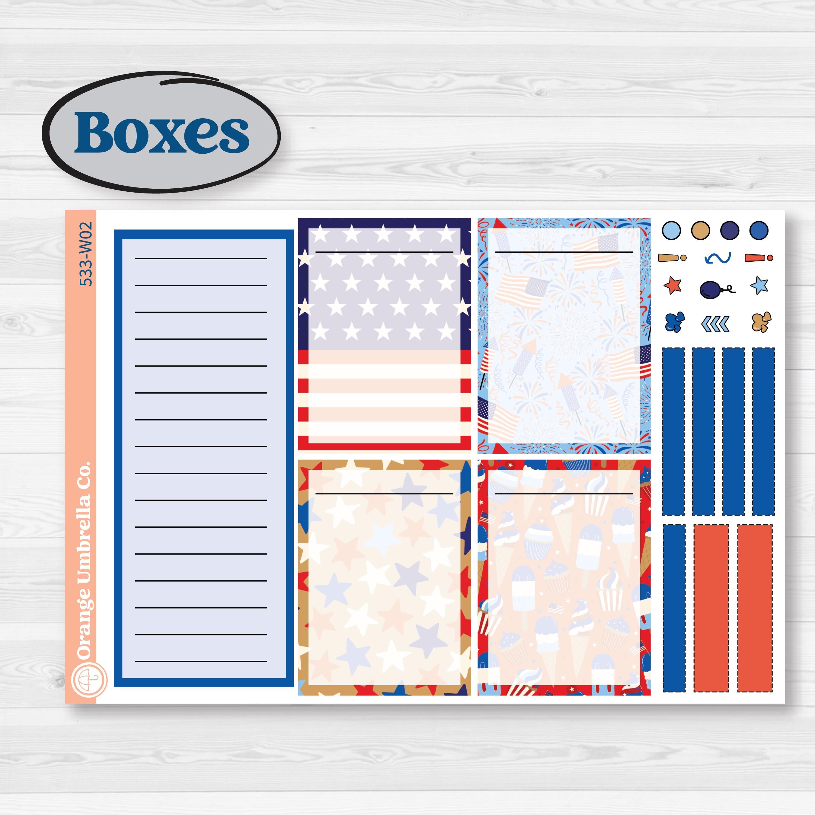 Fourth of July | Laurel Denise Scout Large Planner Kit Stickers | Red White & Kaboom | KIT-533-W