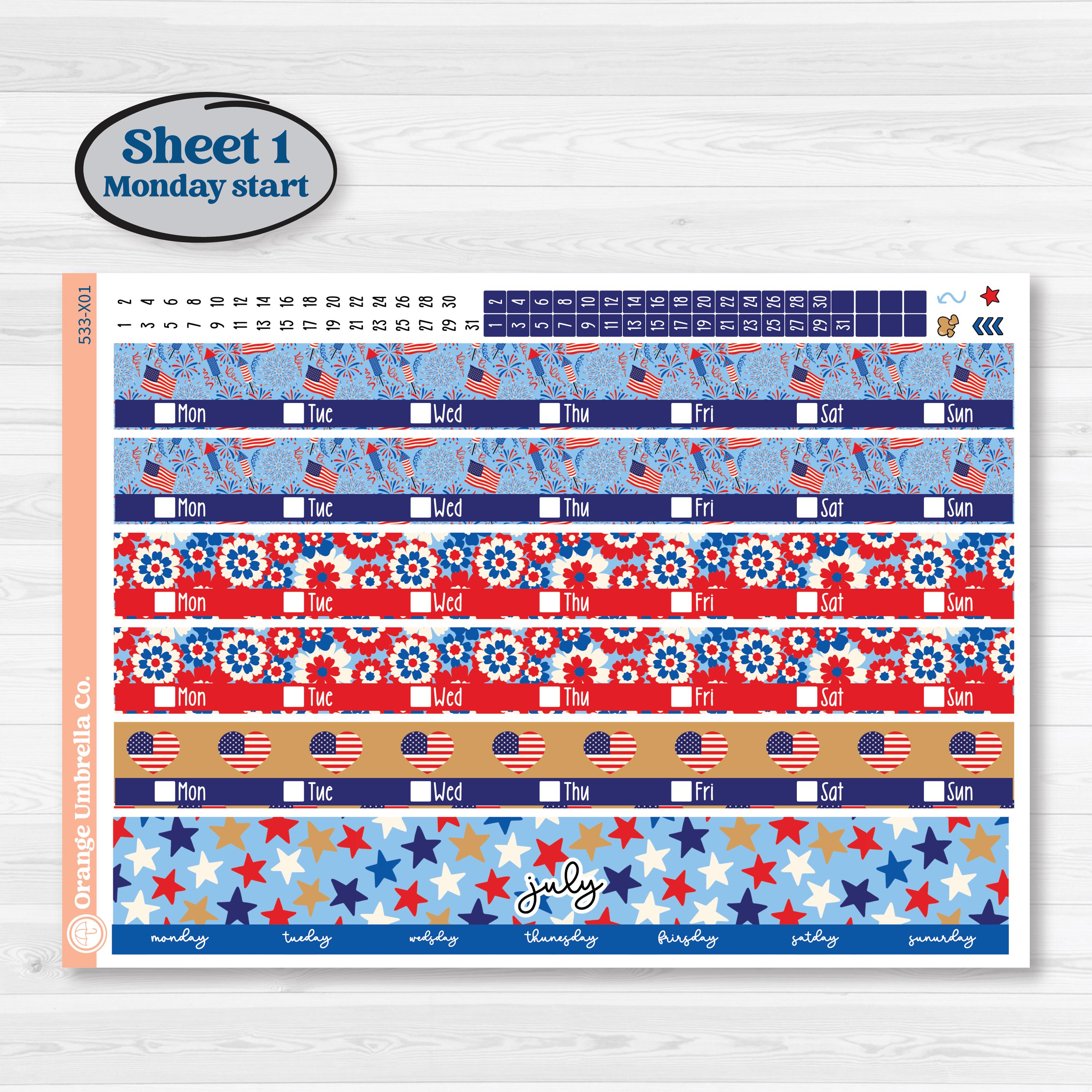 Fourth of July | Laurel Denise Jo Large Planner Kit Stickers | Red White & Kaboom | KIT-533-X