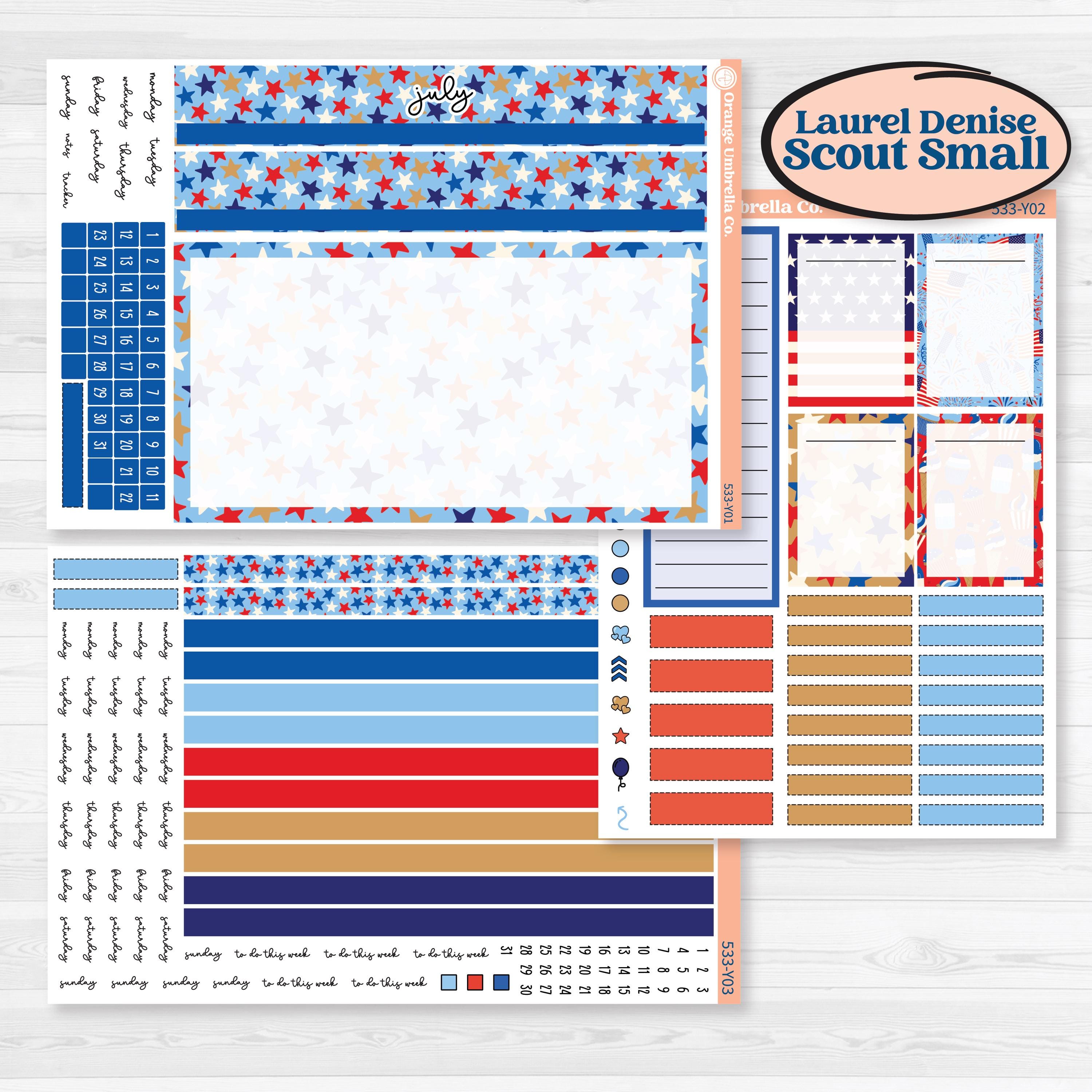 Fourth of July | Laurel Denise Scout Small Planner Kit Stickers | Red White & Kaboom | KIT-533-Y