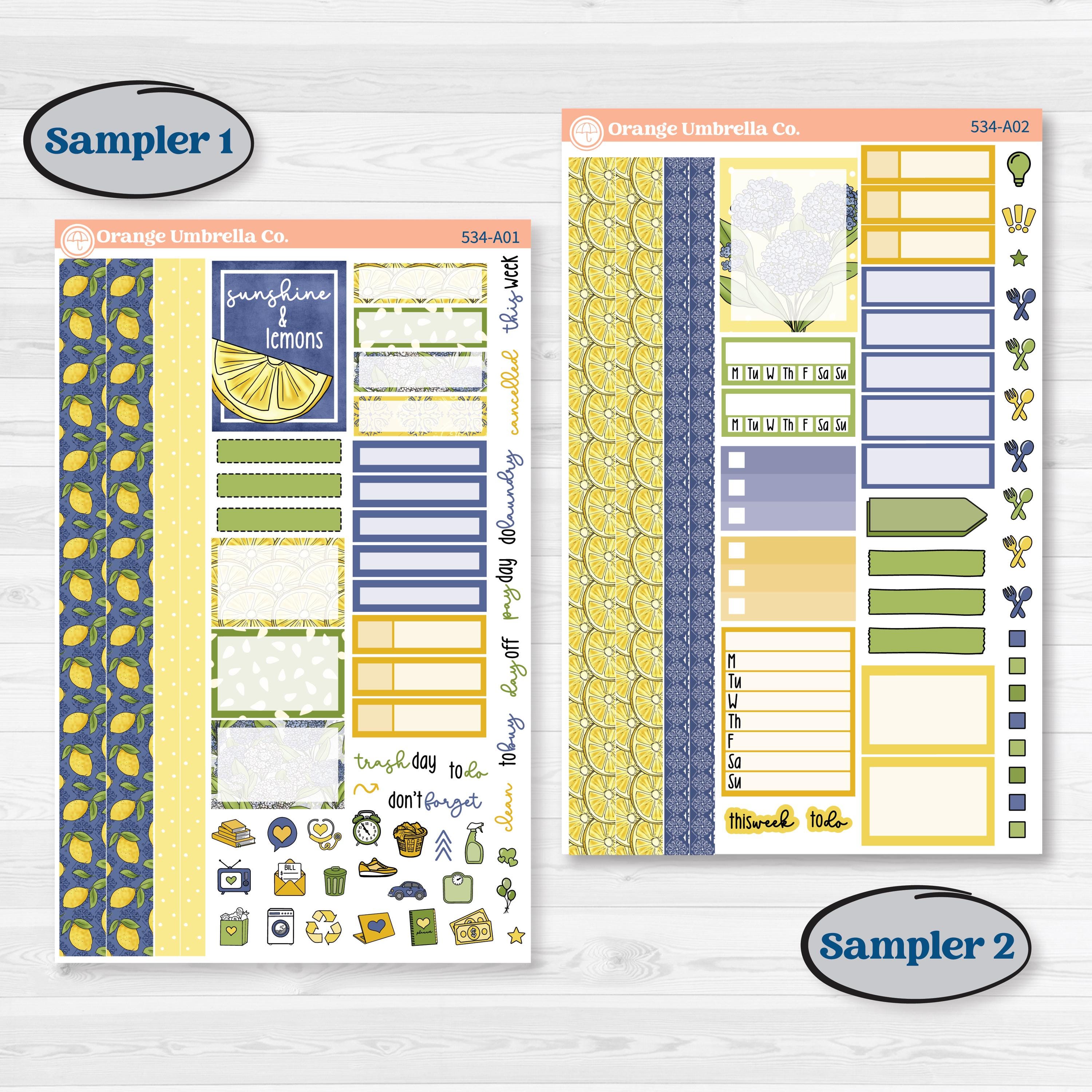 Summer Lemon Kit | Weekly Sticker Kit for Vertical Planners like Erin Condren | Lemonade Stand | KIT-534-A