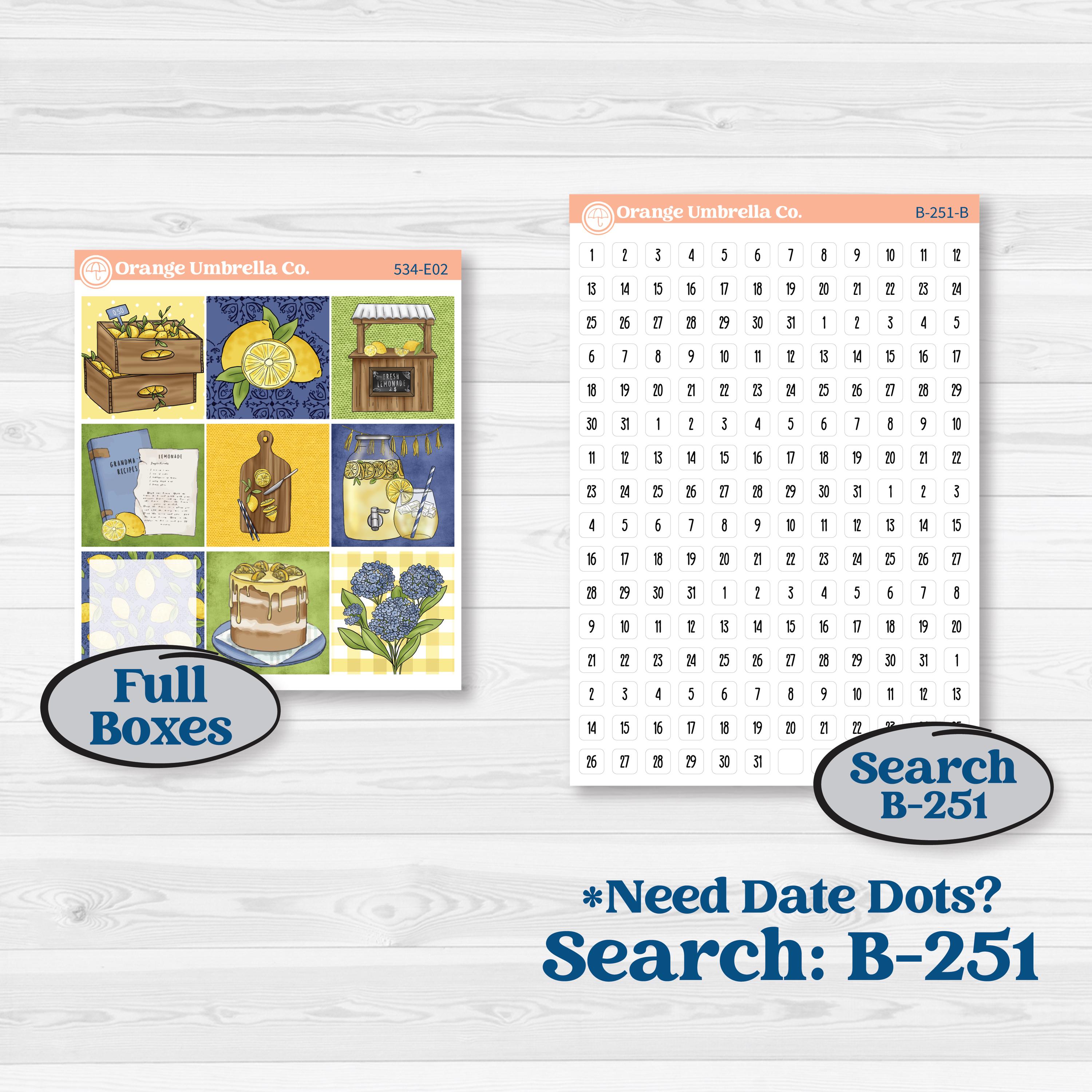 Summer Lemon Kit | Hobonichi Cousin Weekly & Daily Planner Kit Stickers | Lemonade Stand | KIT-534-E