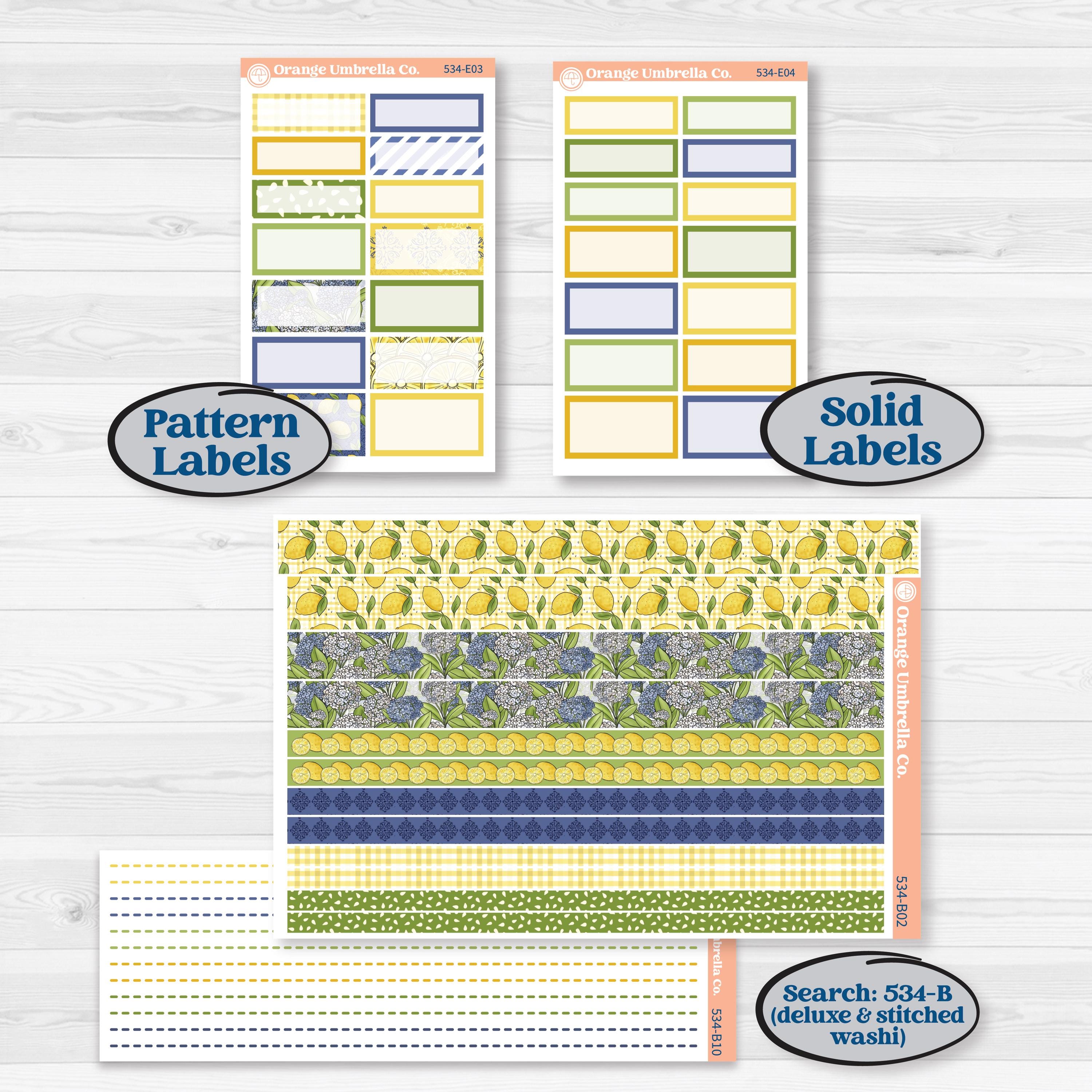 Summer Lemon Kit | Hobonichi Cousin Weekly & Daily Planner Kit Stickers | Lemonade Stand | KIT-534-E