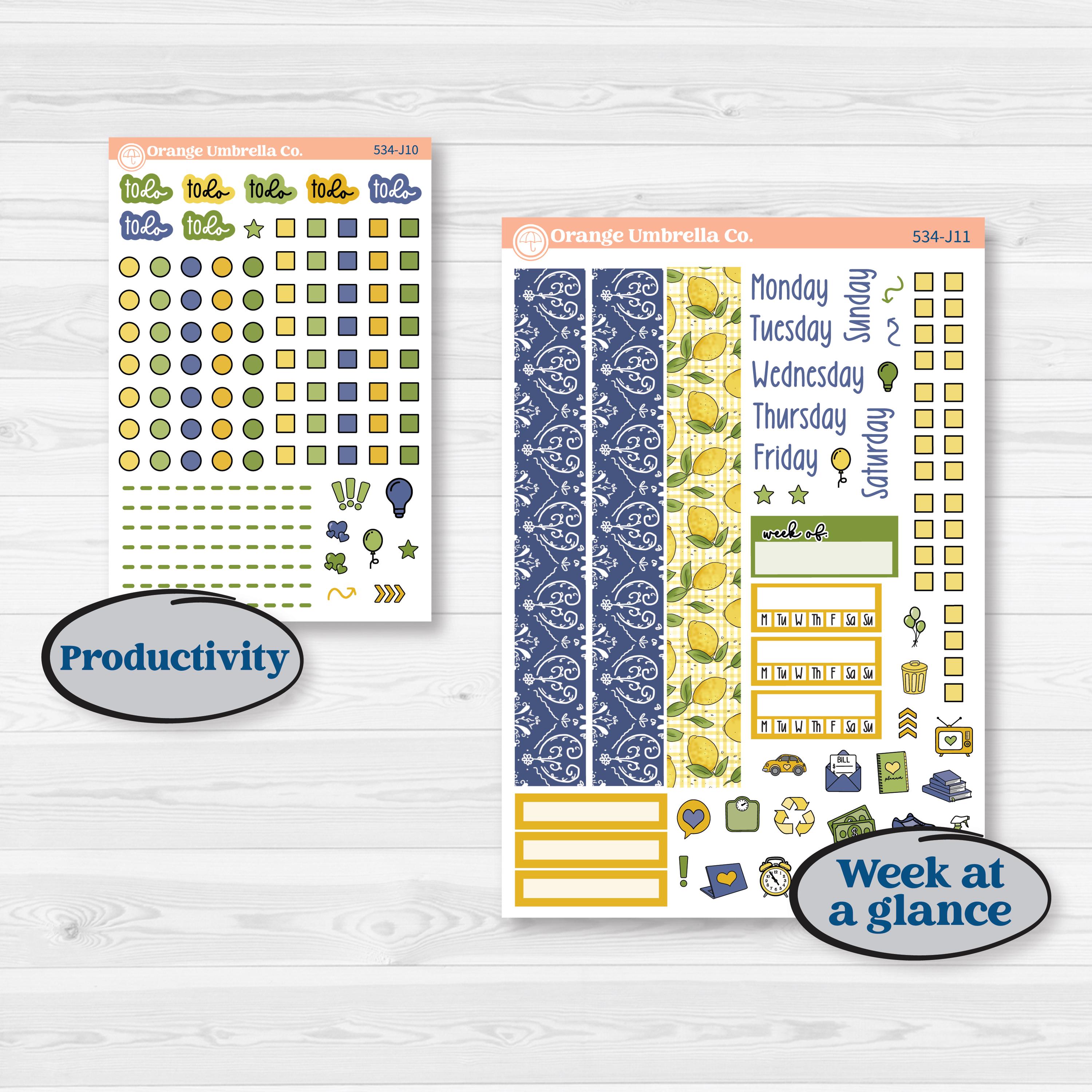 Summer Lemon Kit | A5 Daily Duo Planner Kit Stickers | Lemonade Stand | KIT-534-J