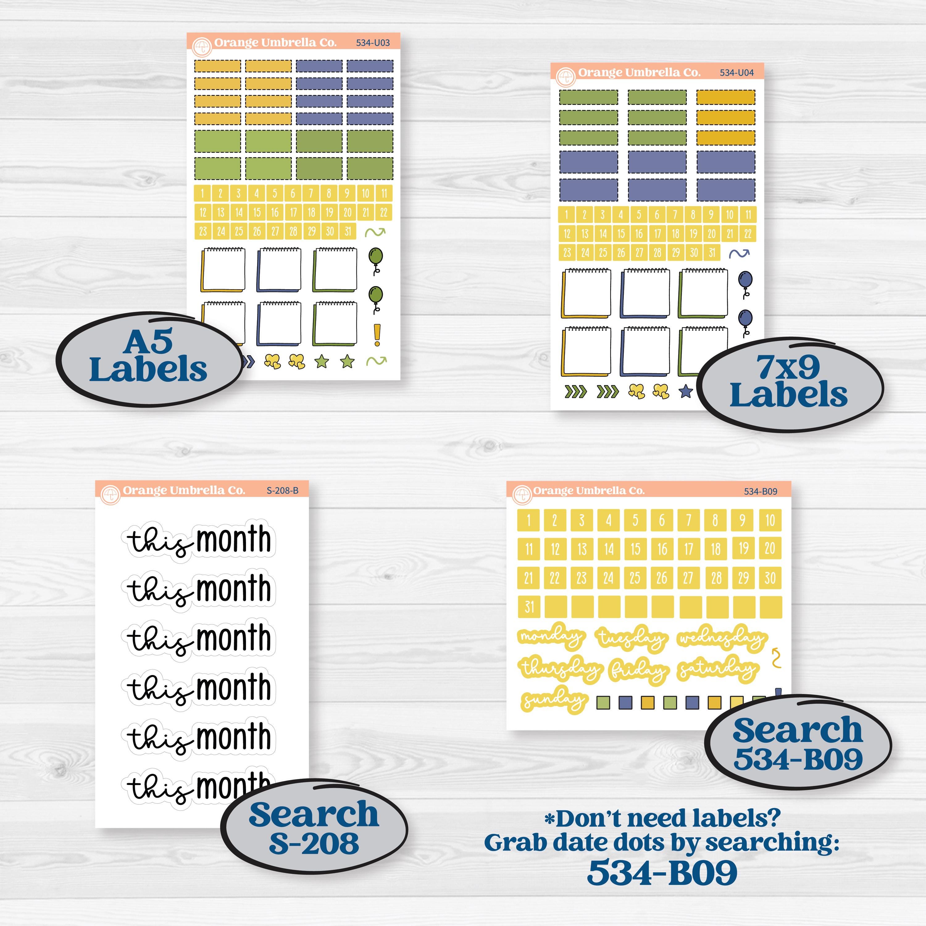 Summer Lemon Kit | A5 or 7x9 Create Your Own Monthly or Dashboard Universal | Monthly & Reading Log Sticker Kit | Lemonade Stand | KIT-534-U