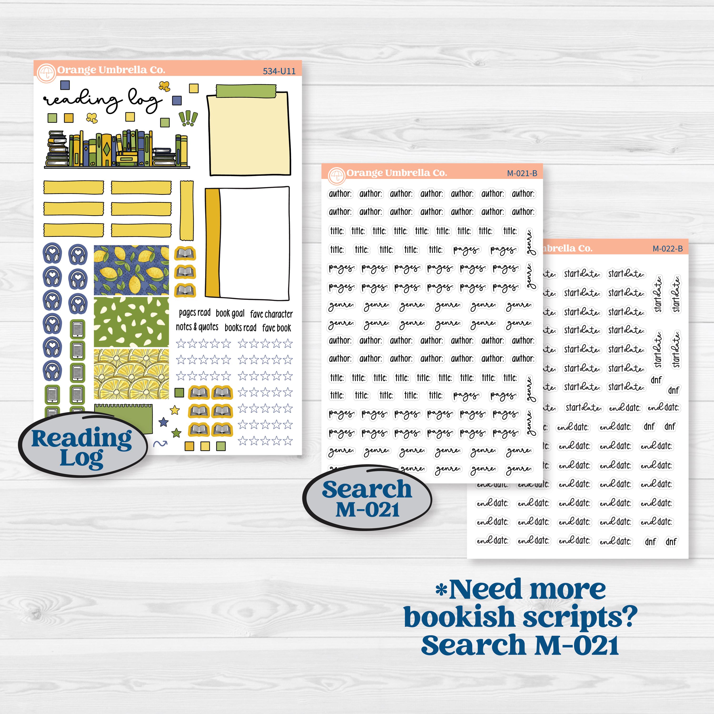 Summer Lemon Kit | A5 or 7x9 Create Your Own Monthly or Dashboard Universal | Monthly & Reading Log Sticker Kit | Lemonade Stand | KIT-534-U