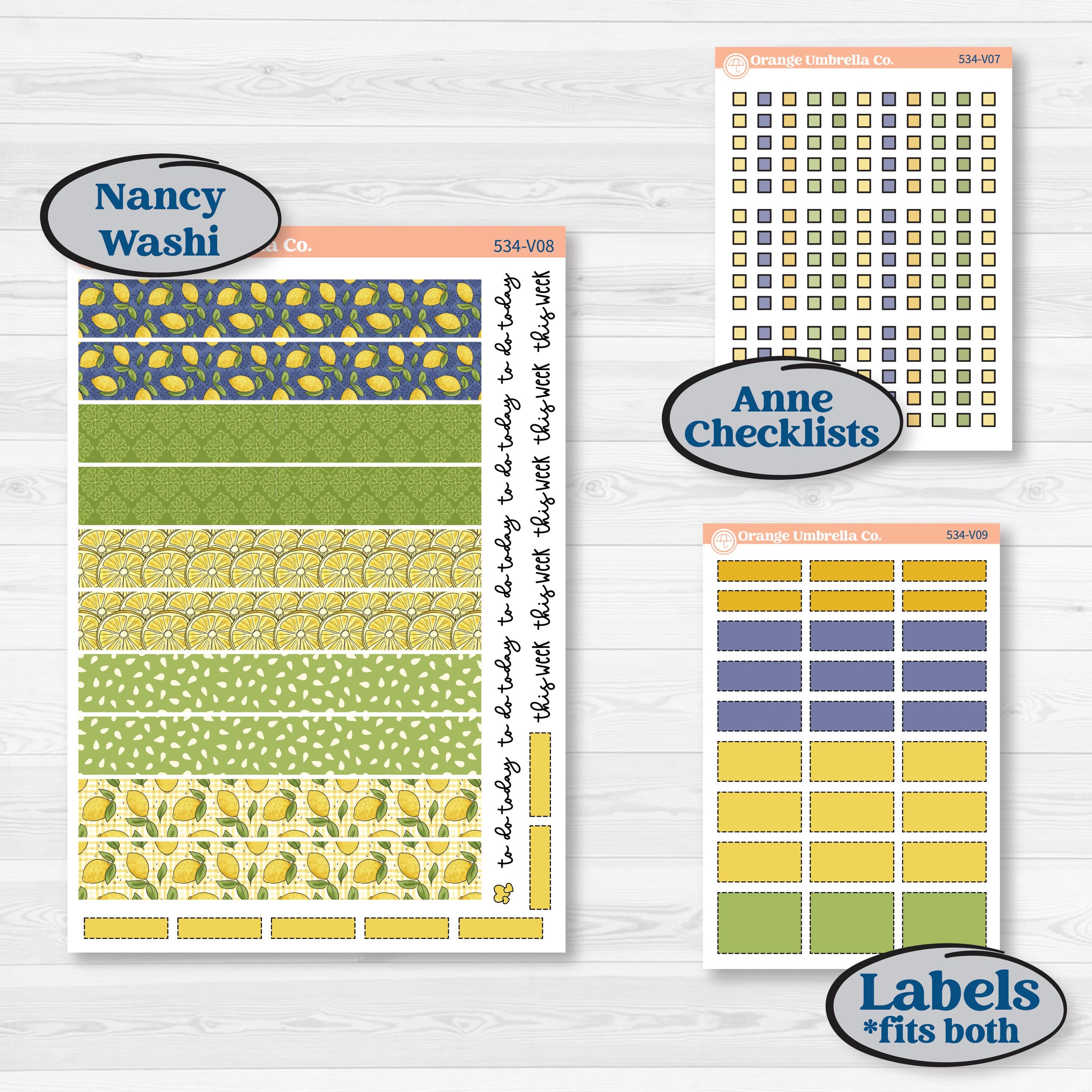 Summer Lemon Kit | Laurel Denise Nancy Large & Anne Large Planner Kit Stickers | Lemonade Stand | KIT-534-V