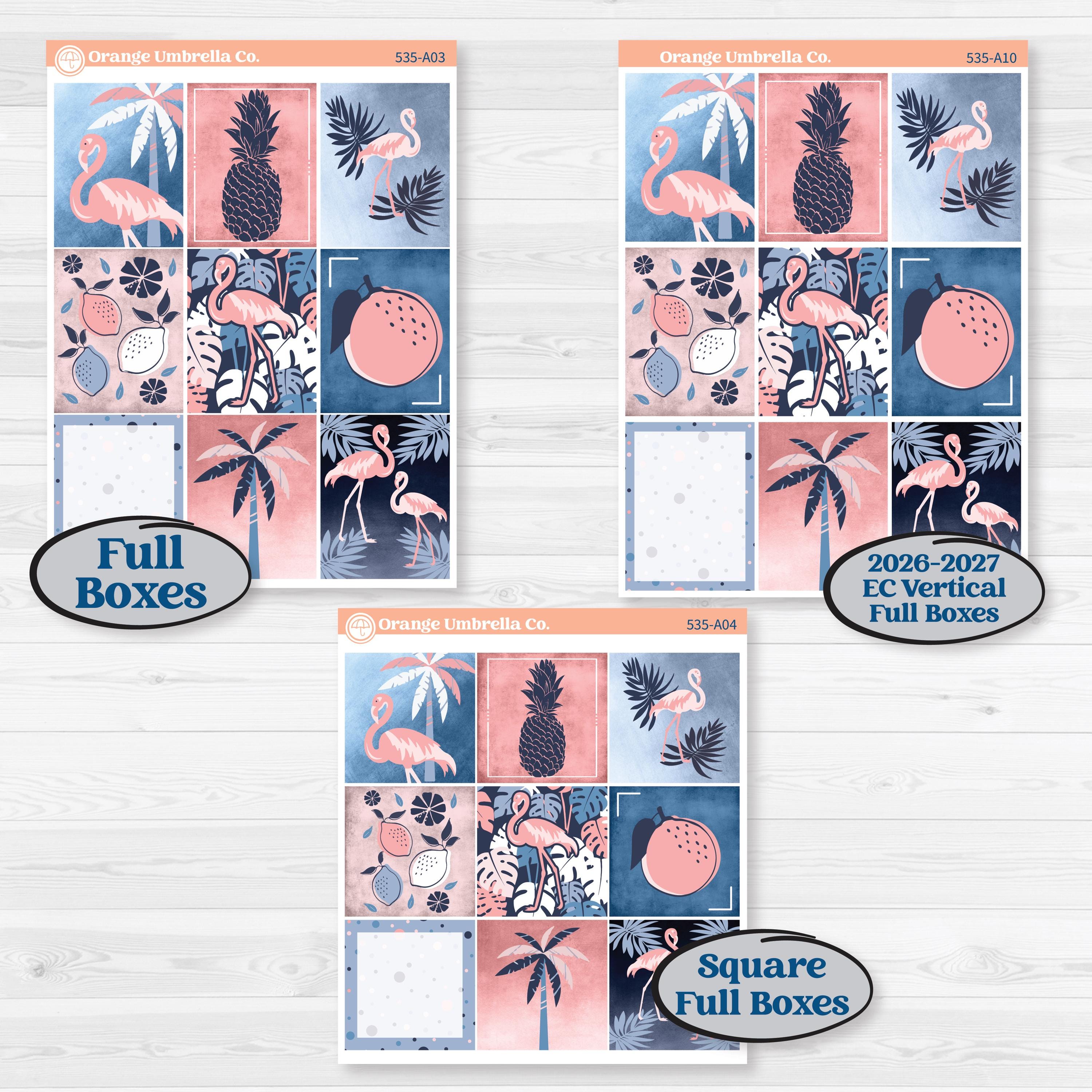 Tropical Flamingo | Weekly Sticker Kit for Vertical Planners like Erin Condren | Island Time | KIT-535-A