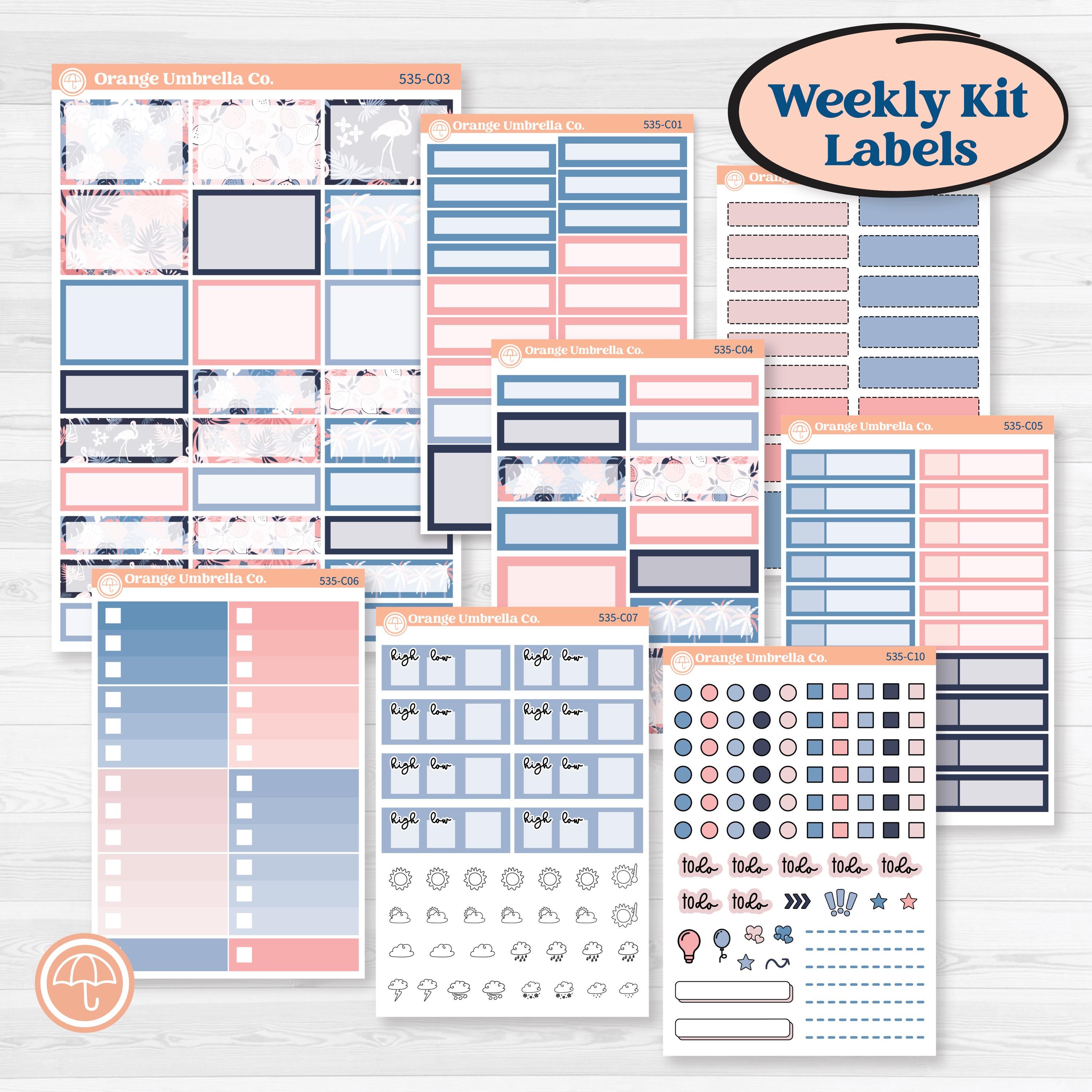 Tropical Flamingo | Weekly Add-On Labels Planner Kit Stickers | Island Time | KIT-535-C