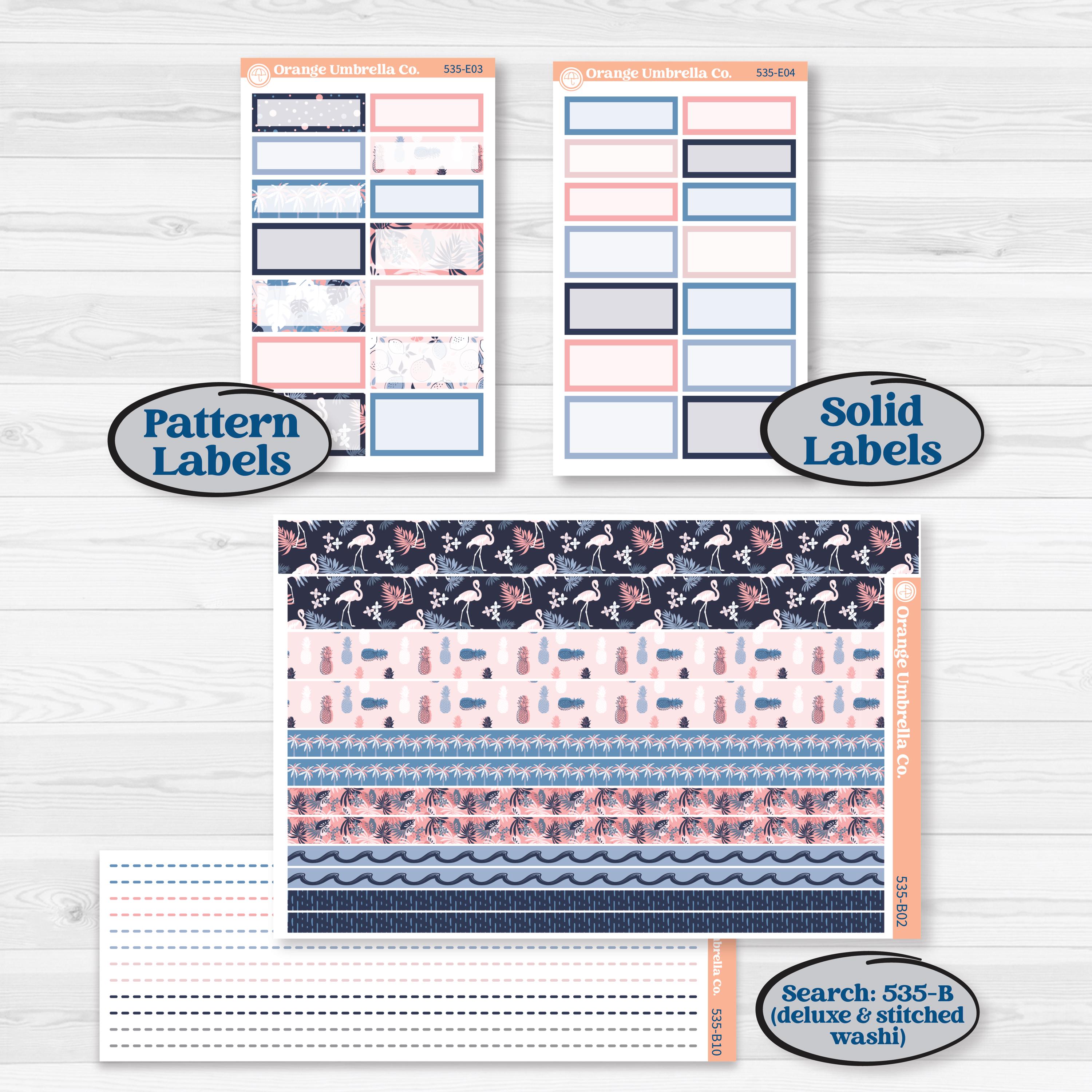 Tropical Flamingo | Hobonichi Cousin Weekly & Daily Planner Kit Stickers | Island Time | KIT-535-E