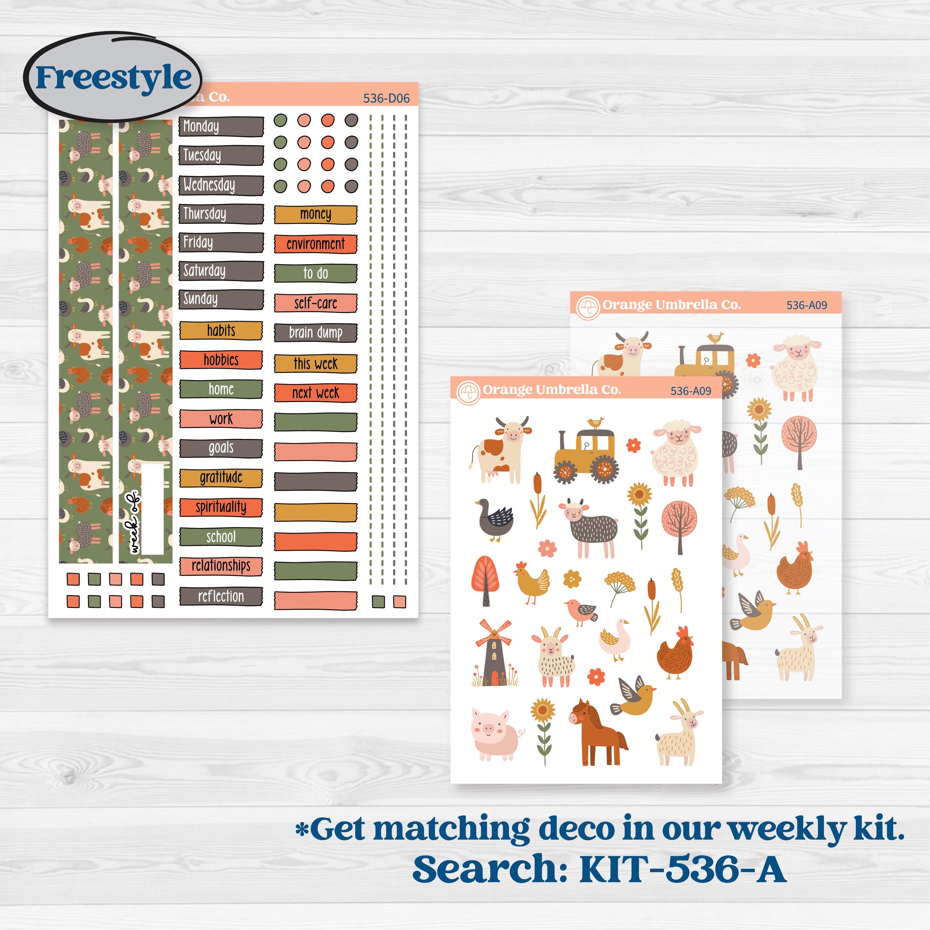 Playful Farmyard Kit | Journaling or Scrapbooking Kit | Creative Junk Journal Planner Stickers | The Plot Chickens | KIT-536-D