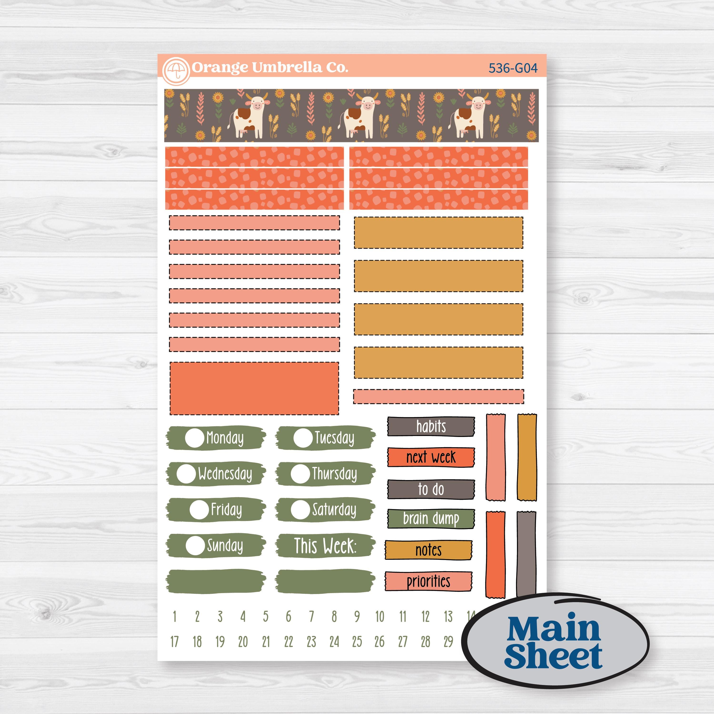 Playful Farmyard Kit | Erin Condren A5 Weekly Dashboard Planner Kit Stickers | The Plot Chickens | KIT-536-G4