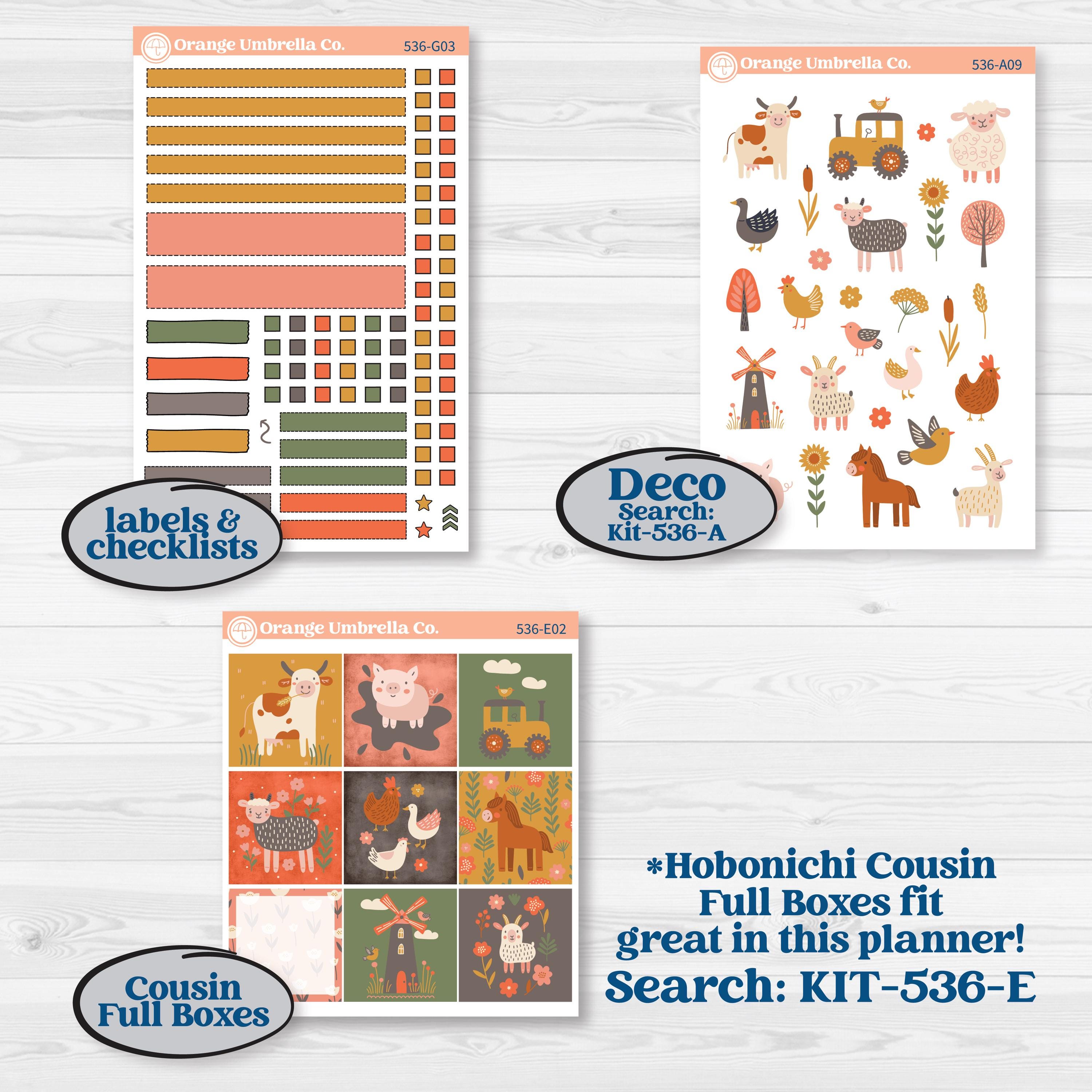 Playful Farmyard Kit | Erin Condren 7x9 Weekly Dashboard Planner Kit Stickers | The Plot Chickens | KIT-536-G