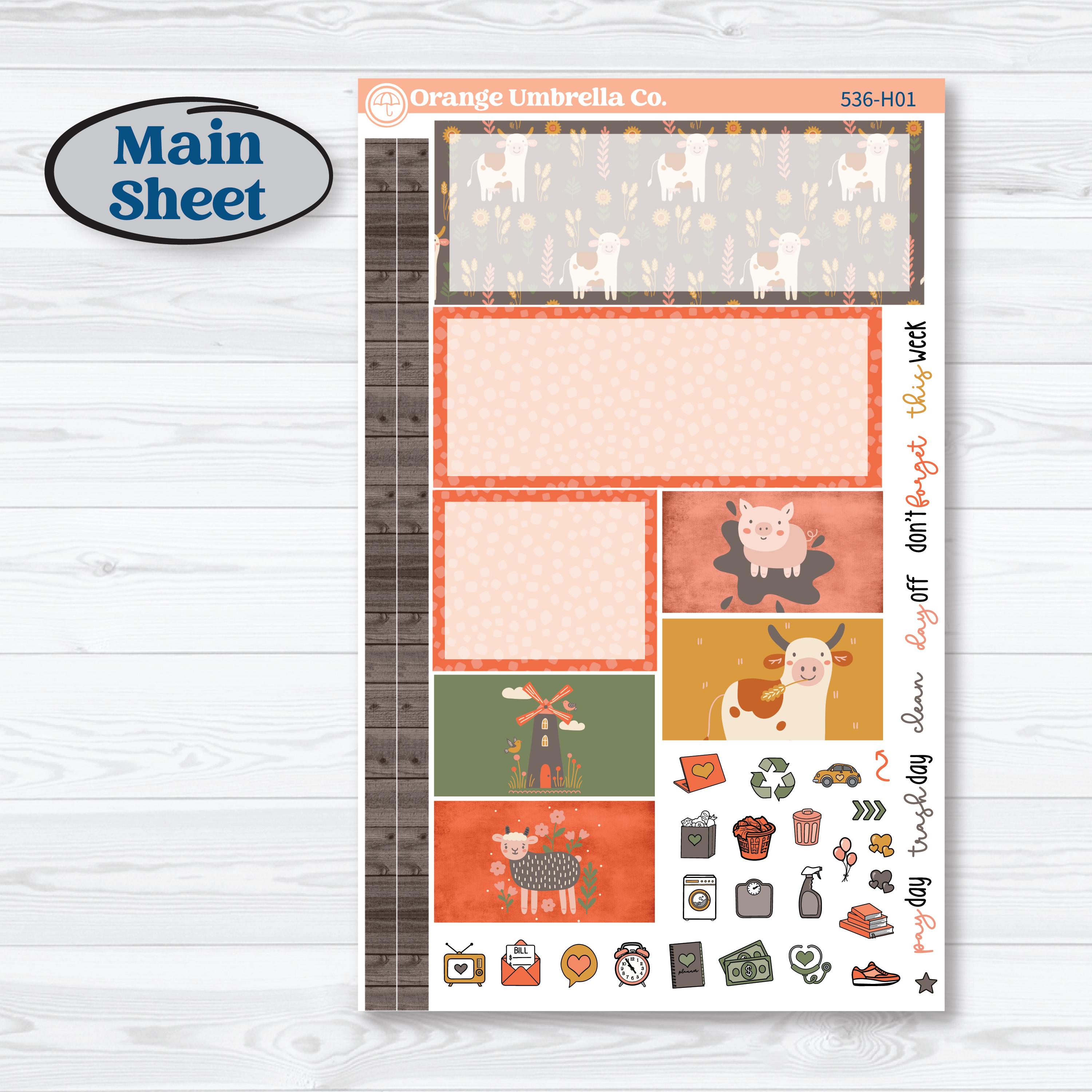 Playful Farmyard Kit | Plum Vertical Priorities 7x9 Planner Kit Stickers | The Plot Chickens | KIT-536-H