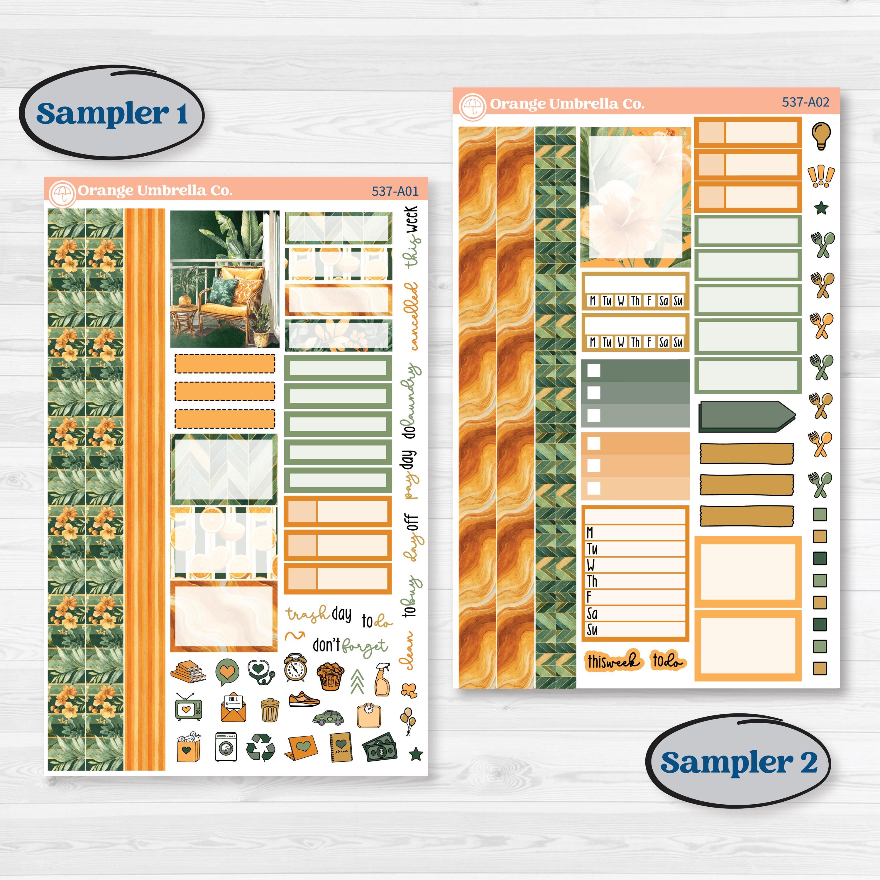 Orange Tropical Kit | Weekly Sticker Kit for Vertical Planners like Erin Condren | Valencia | KIT-537-A