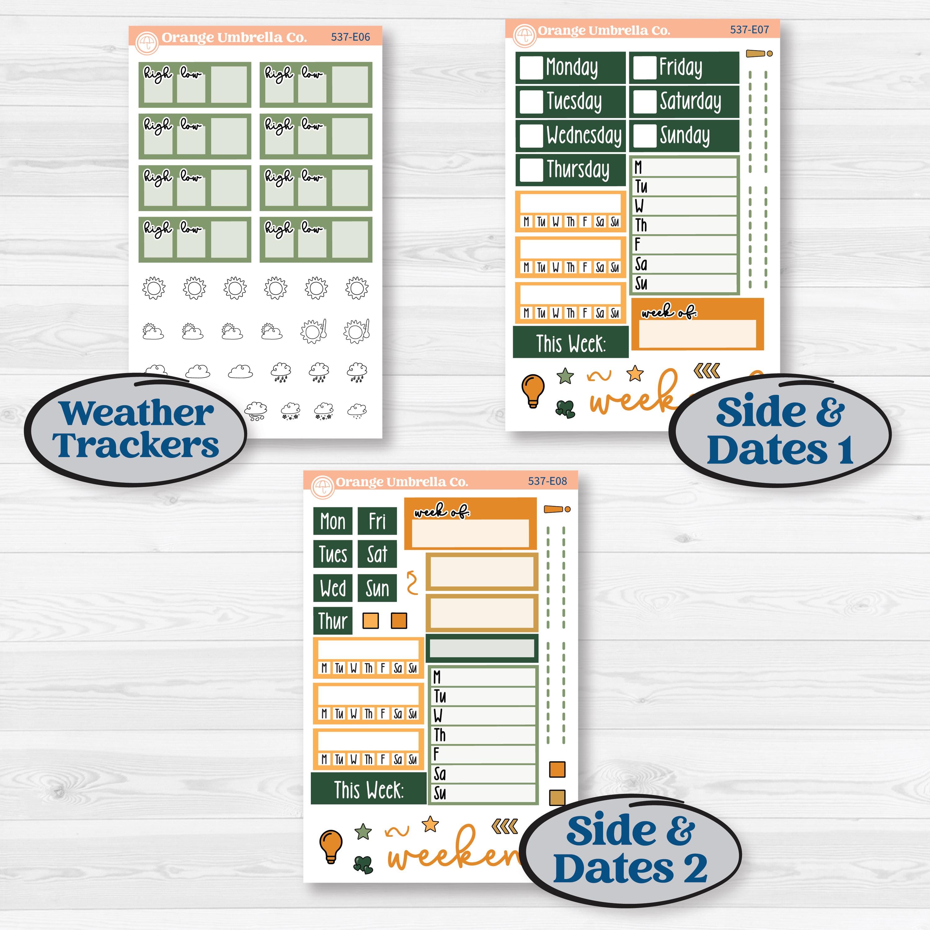 Orange Tropical Kit | Hobonichi Cousin Weekly & Daily Planner Kit Stickers | Valencia | KIT-537-E